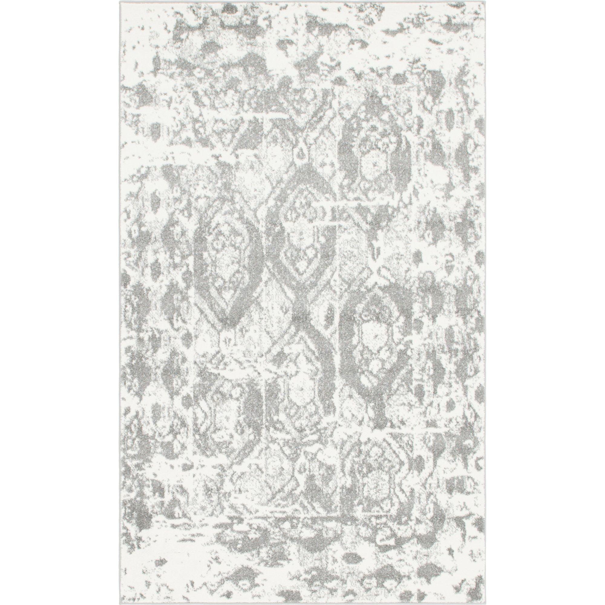 Elegant Light Gray Synthetic 5' x 8' Indoor Rectangular Rug