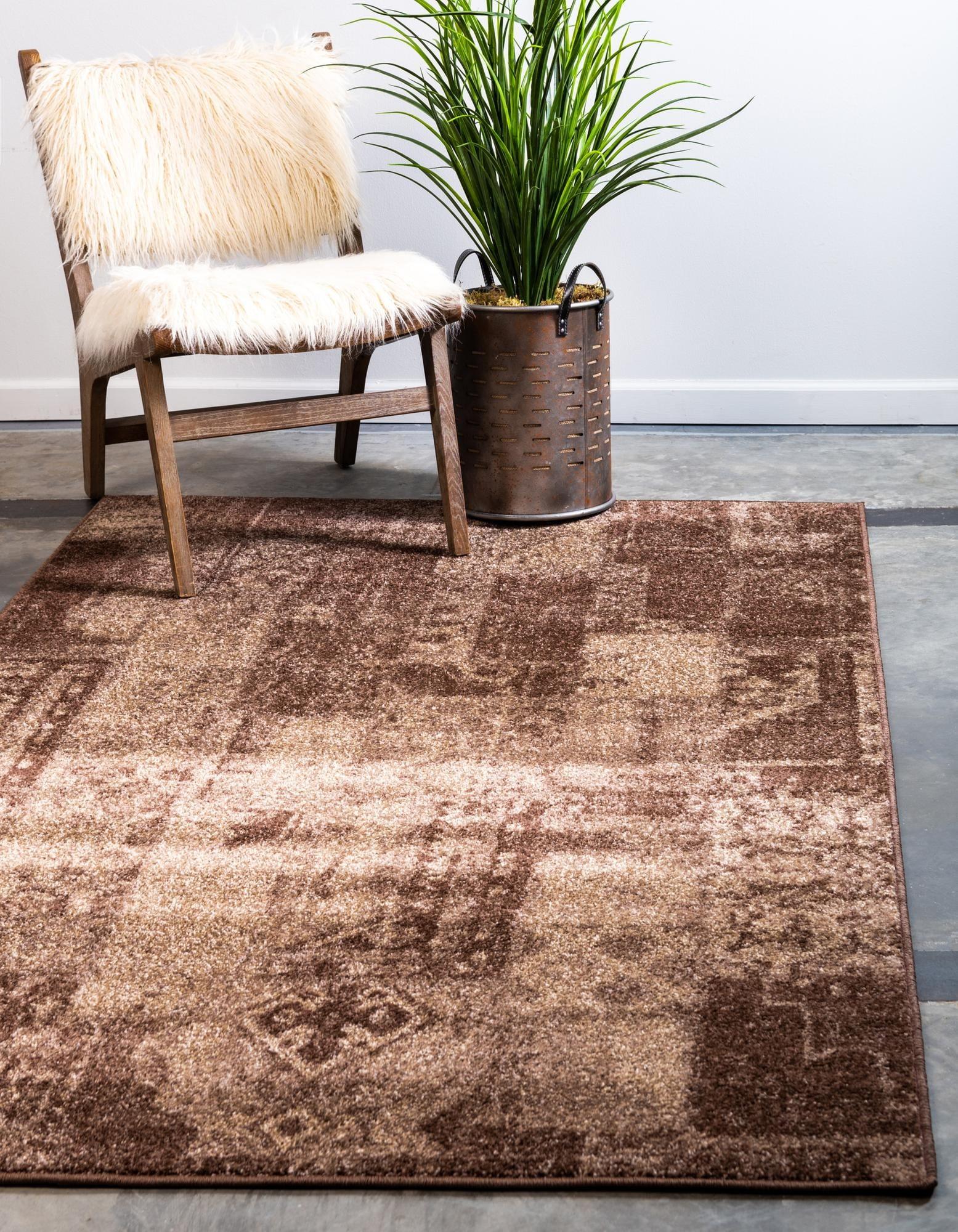 Harvest Time Charm Brown 8' x 10' Easy-Care Synthetic Rug