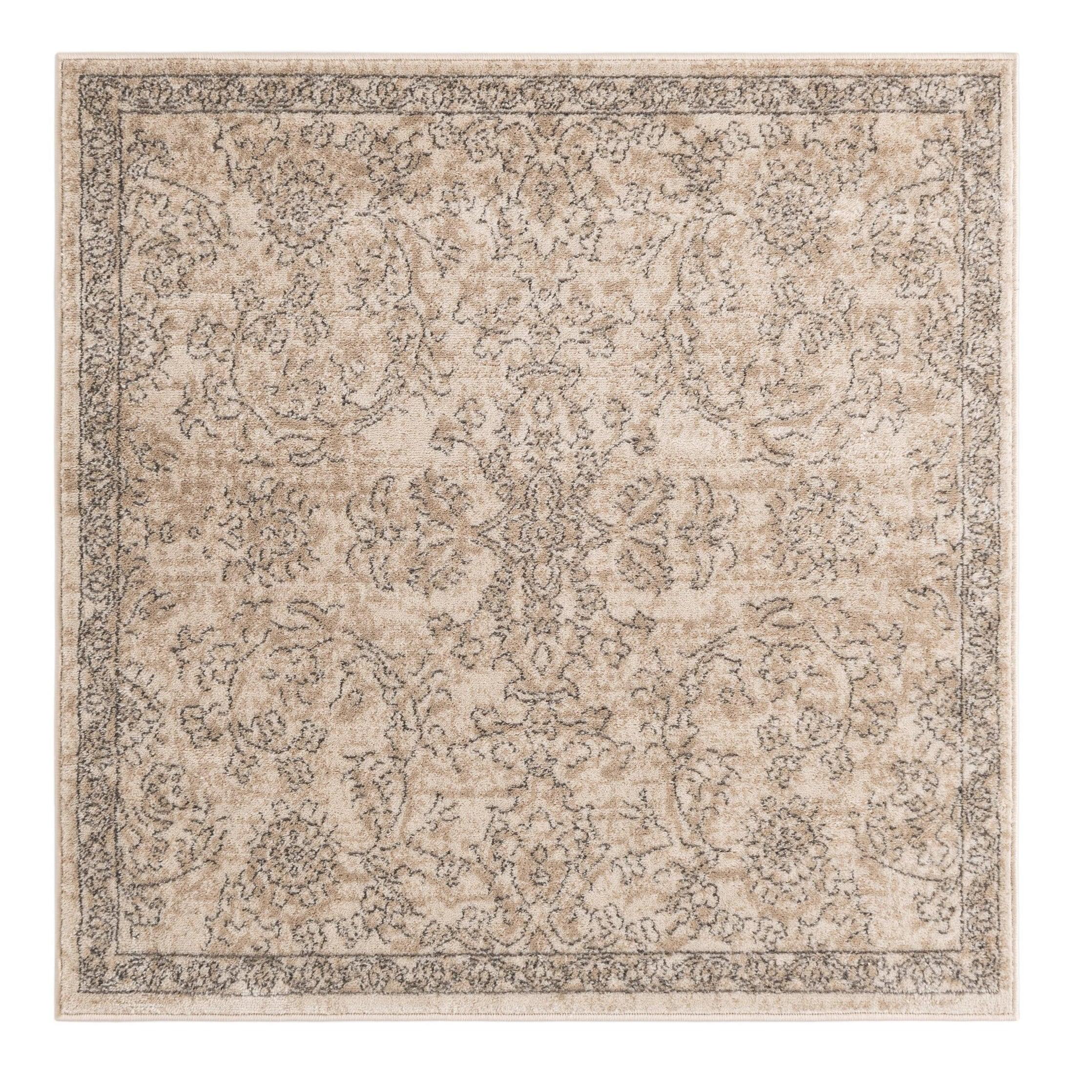 Unique Loom Portland Collection Area Rug - Albany (4' 1" Square Ivory/Beige)