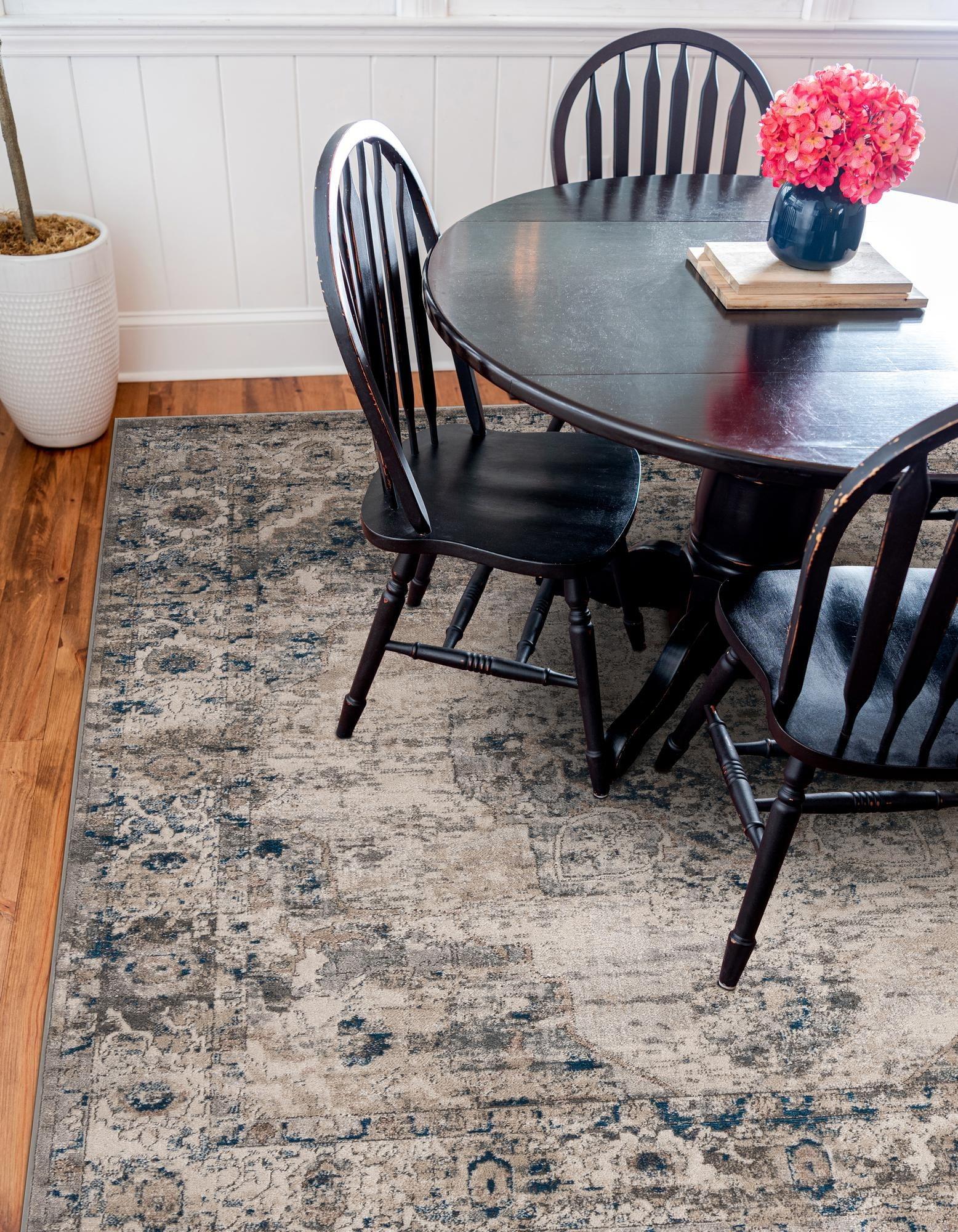 Unique Loom Portland Collection Area Rug - Canby (4' 1" Square Gray/Blue)