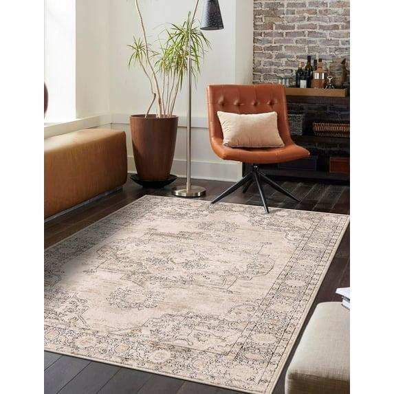 Unique Loom Portland Collection Area Rug - Canby (4' 1" x 6' 1" Rectangle Ivory/Beige)