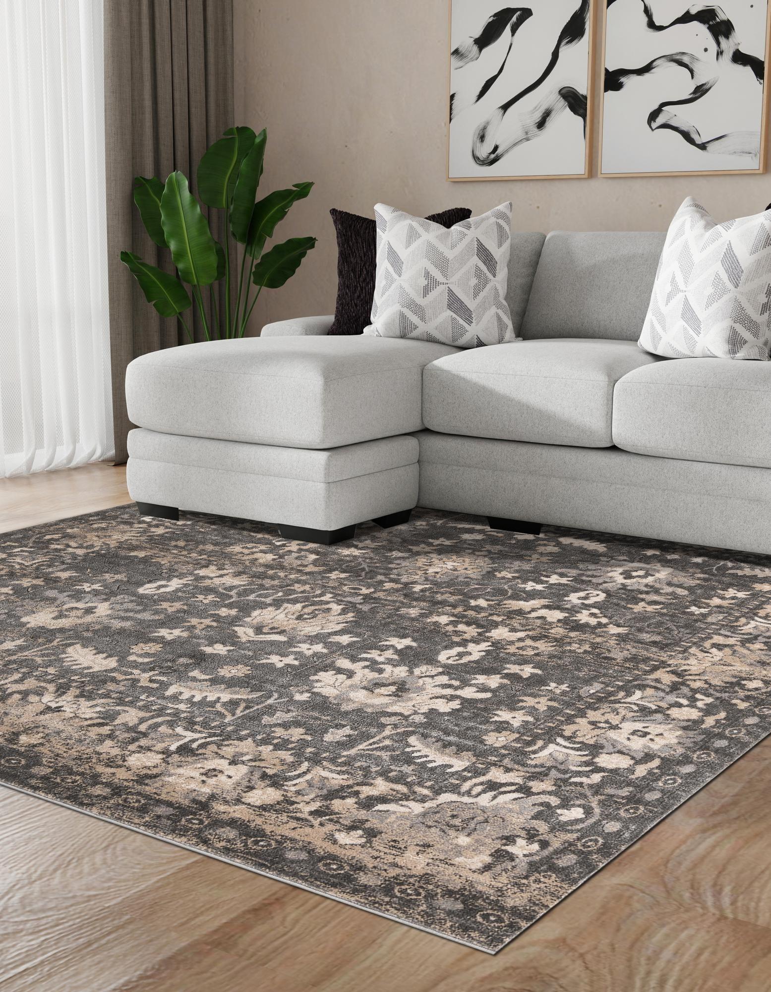Unique Loom Portland Collection Area Rug - Central (4' 1" Square Gray/Beige)