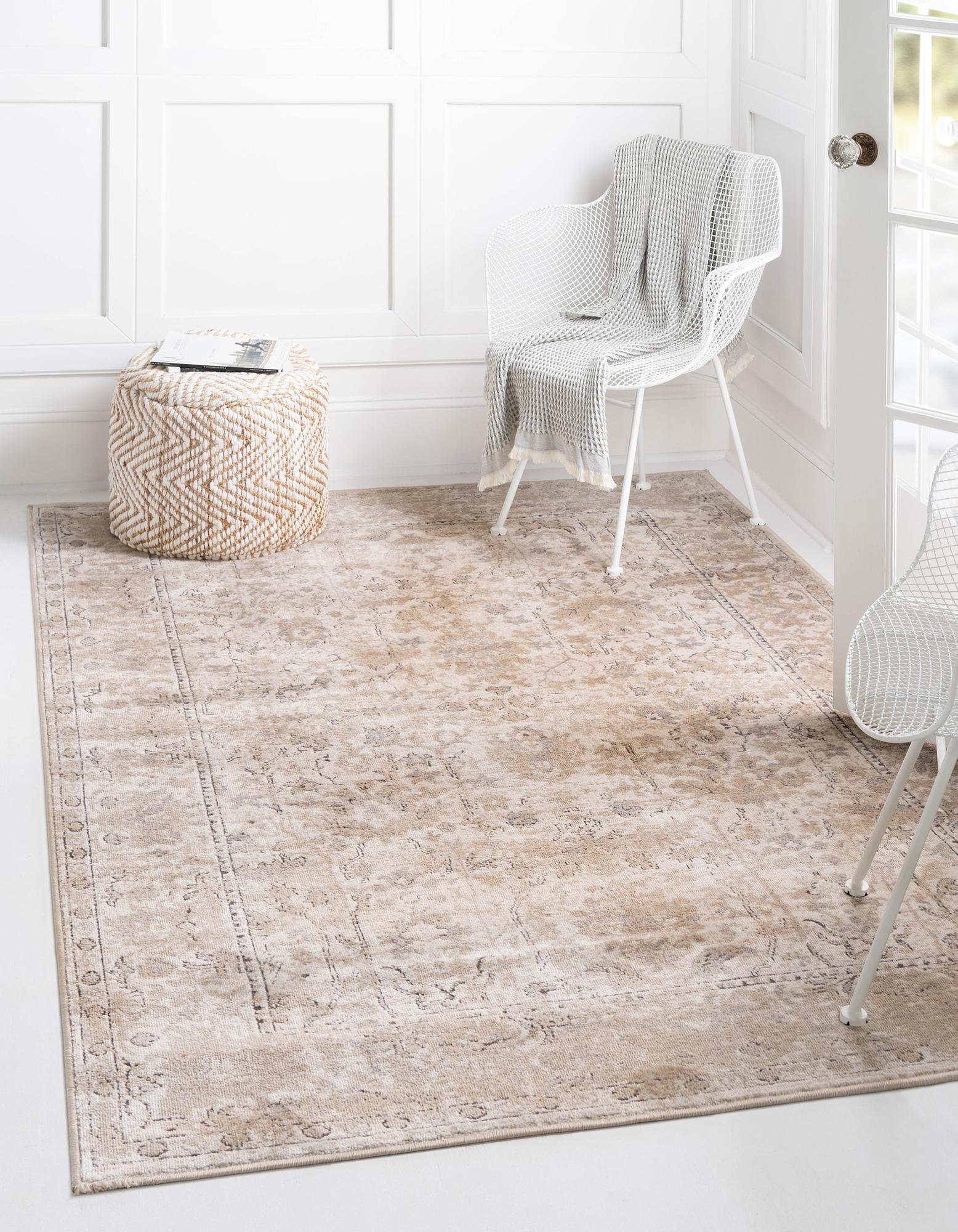 Unique Loom Portland Collection Area Rug - Central (7' 1" x 10' Rectangle Ivory/Gray)