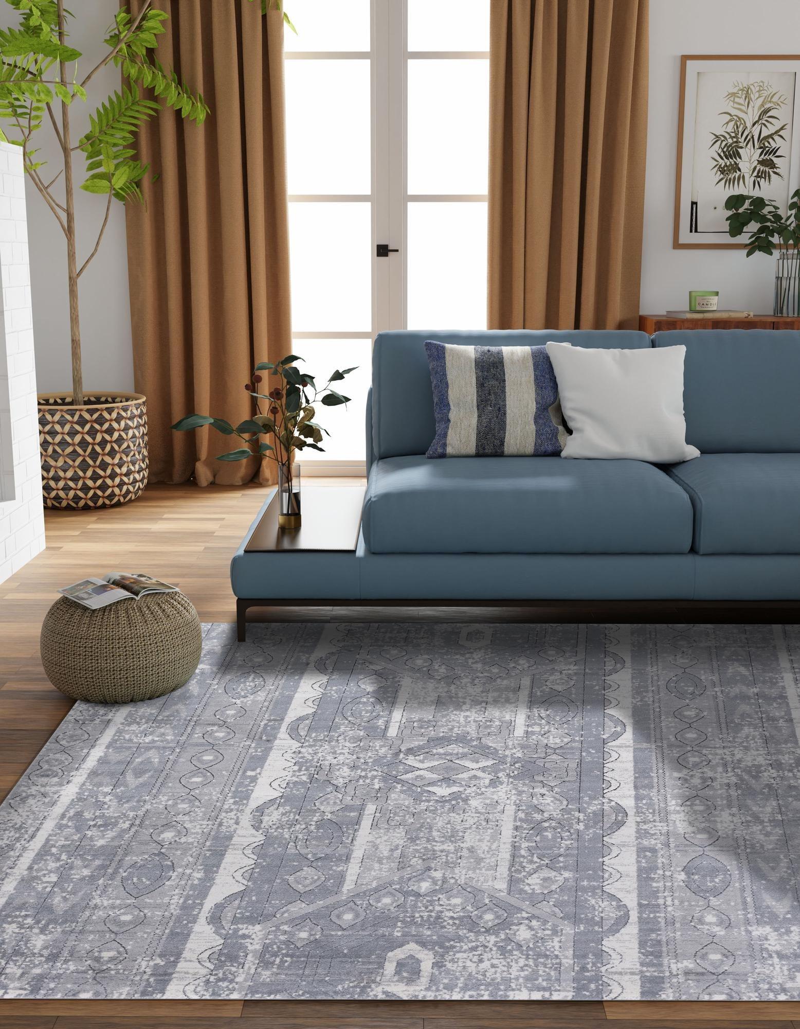 Unique Loom Portland Collection Area Rug - Depoe (4' 1" Square Gray/Ivory)