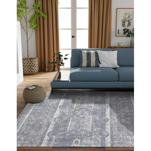 Unique Loom Portland Collection Area Rug - Depoe (4' 1" Square Gray/Ivory)