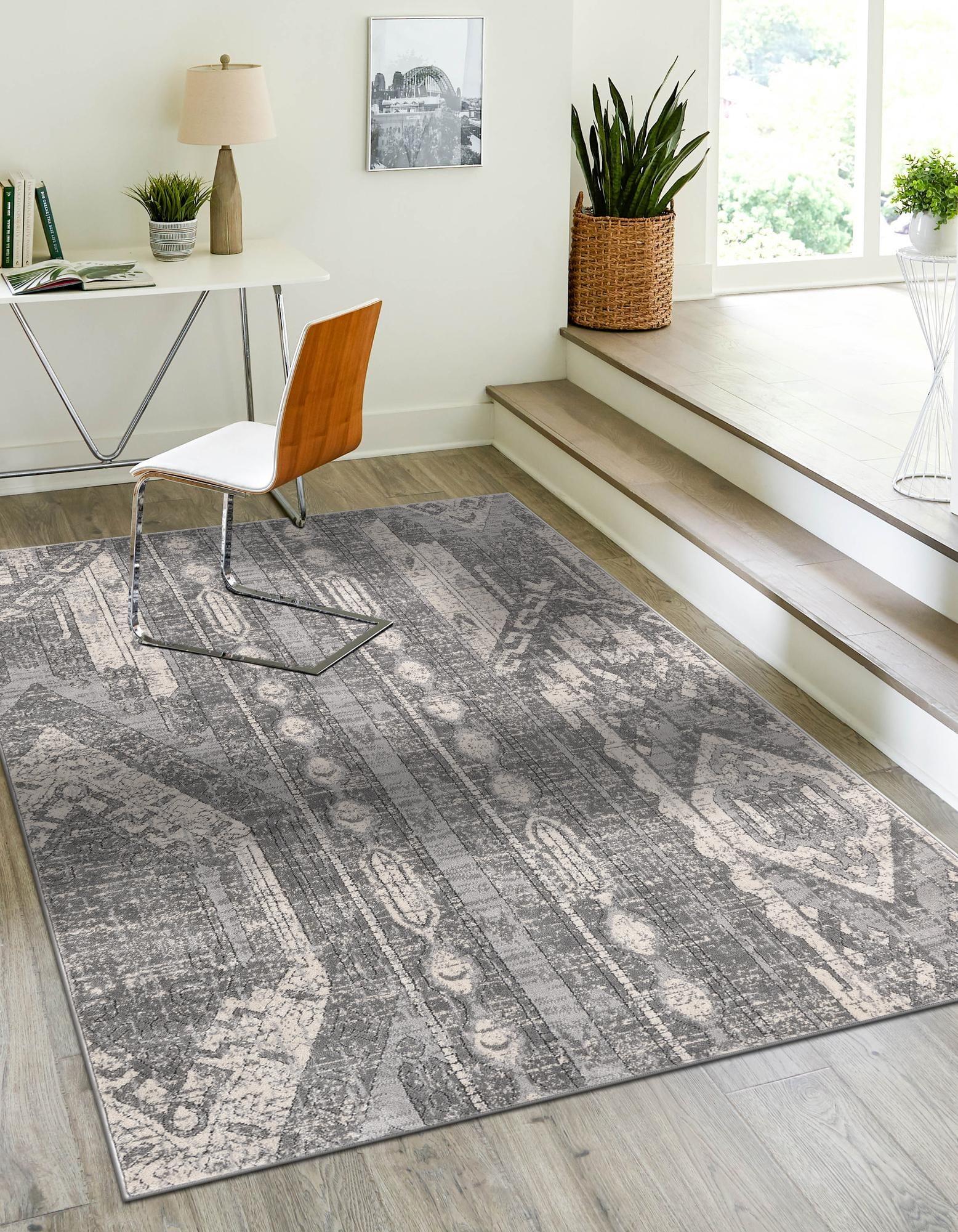 Unique Loom Portland Collection Area Rug - Orford (4' 1" x 6' 1" Rectangle Gray/Beige)