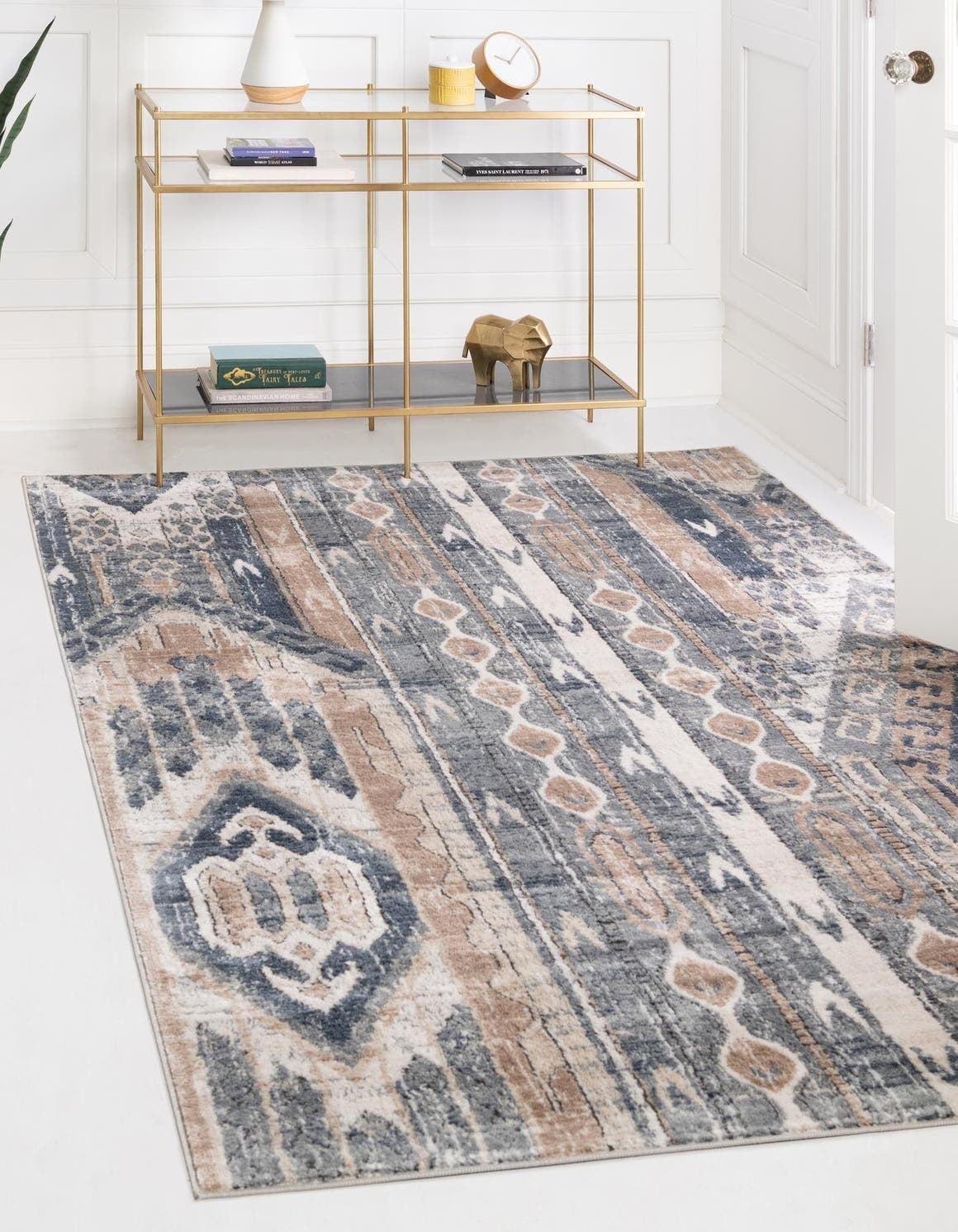 Unique Loom Portland Collection Area Rug - Orford (7' 1" x 10' Rectangle Navy Blue/Blue)
