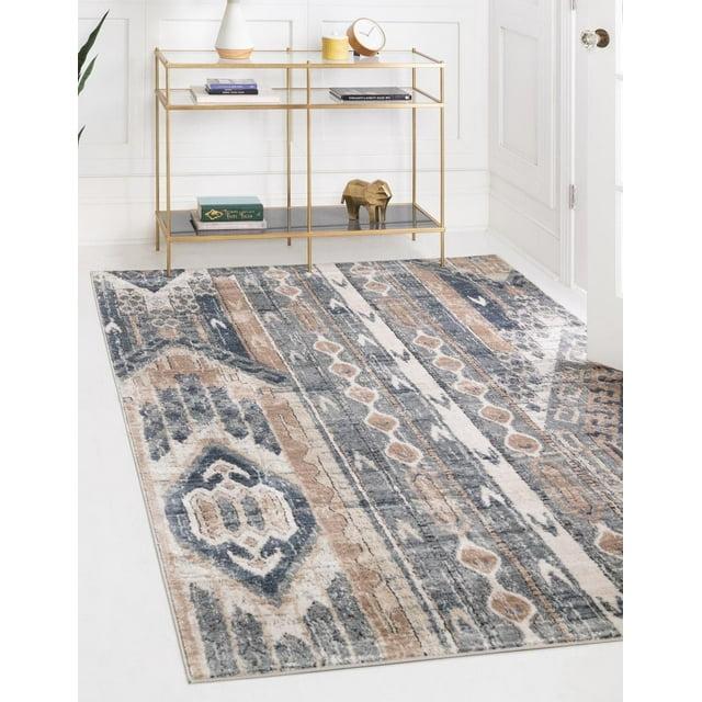 Unique Loom Portland Collection Area Rug - Orford (7' 1" x 10' Rectangle Navy Blue/Blue)