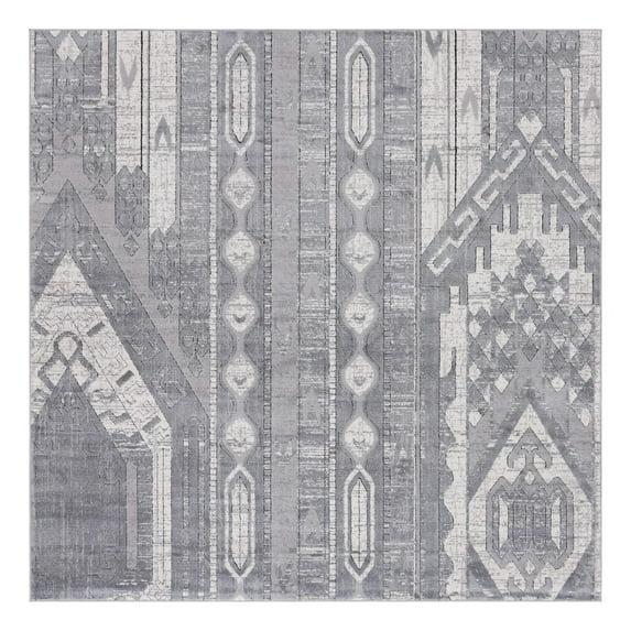 Unique Loom Portland Collection Area Rug - Orford (7' 10" Square Gray/Beige)