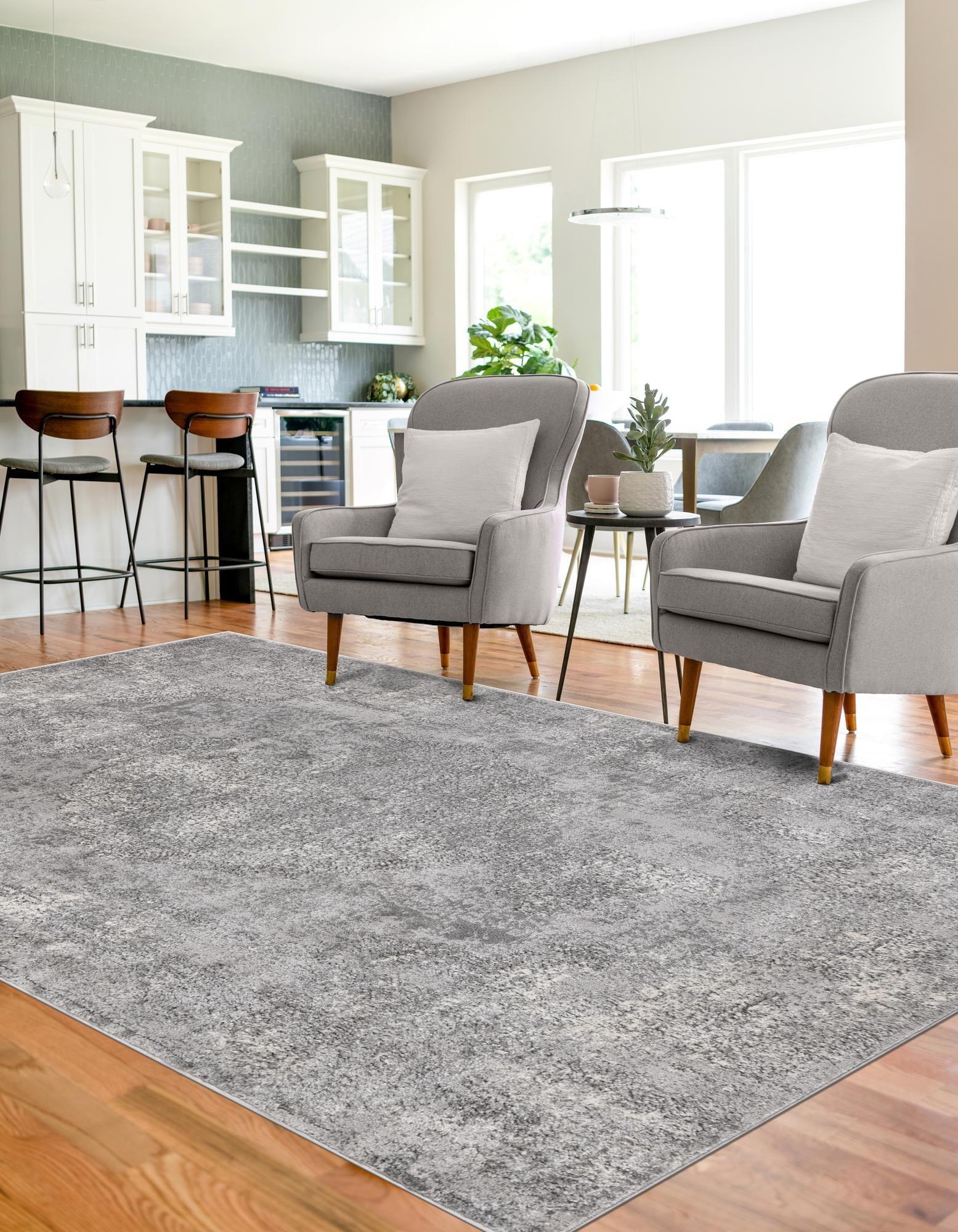 Unique Loom Portland Collection Area Rug - Woodburn (7' 1" x 10' Rectangle Gray/Ivory)
