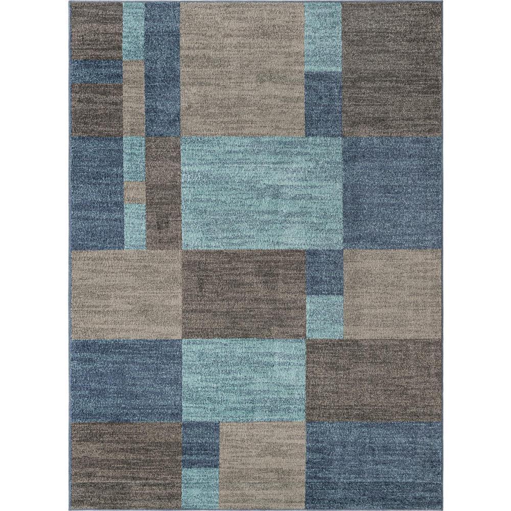 Unique Loom Autumn Collection Area Rug - Providence (9'  x 12' Rectangle Blue Gray/Light Brown)