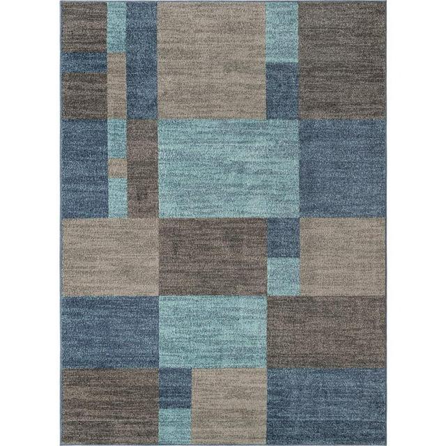 Unique Loom Autumn Collection Area Rug - Providence (9'  x 12' Rectangle Blue Gray/Light Brown)