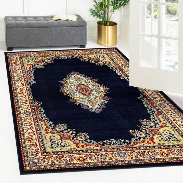 Rugs.com Amaya Collection Rug – 2' x 3' Navy Blue Medium Rug Perfect For Entryways, Kitchens, Breakfast Nooks, Accent Pieces