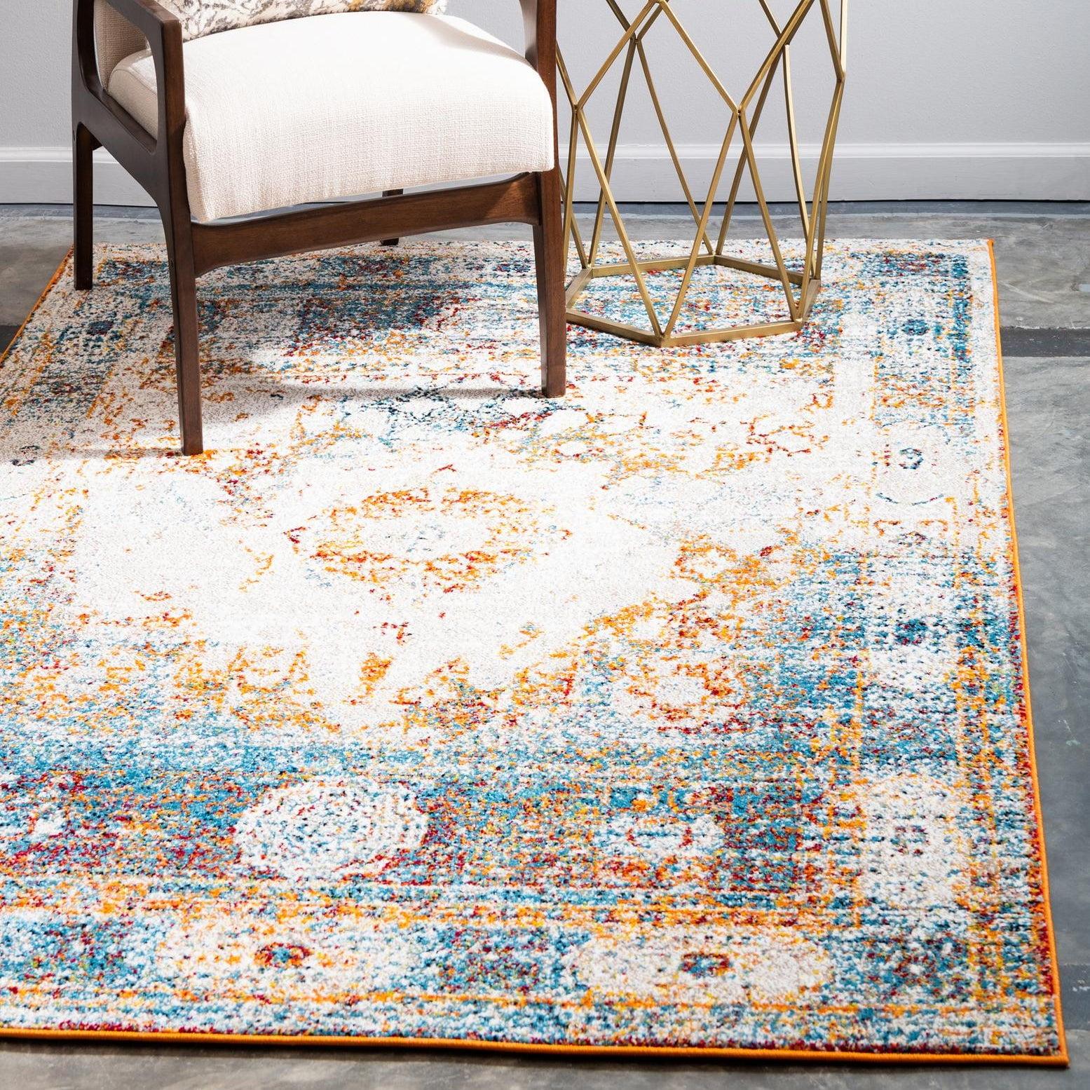 Unique Loom Rosso Collection Area Rug - Bellini (2'  x 3' 1" Rectangle Beige/Blue)
