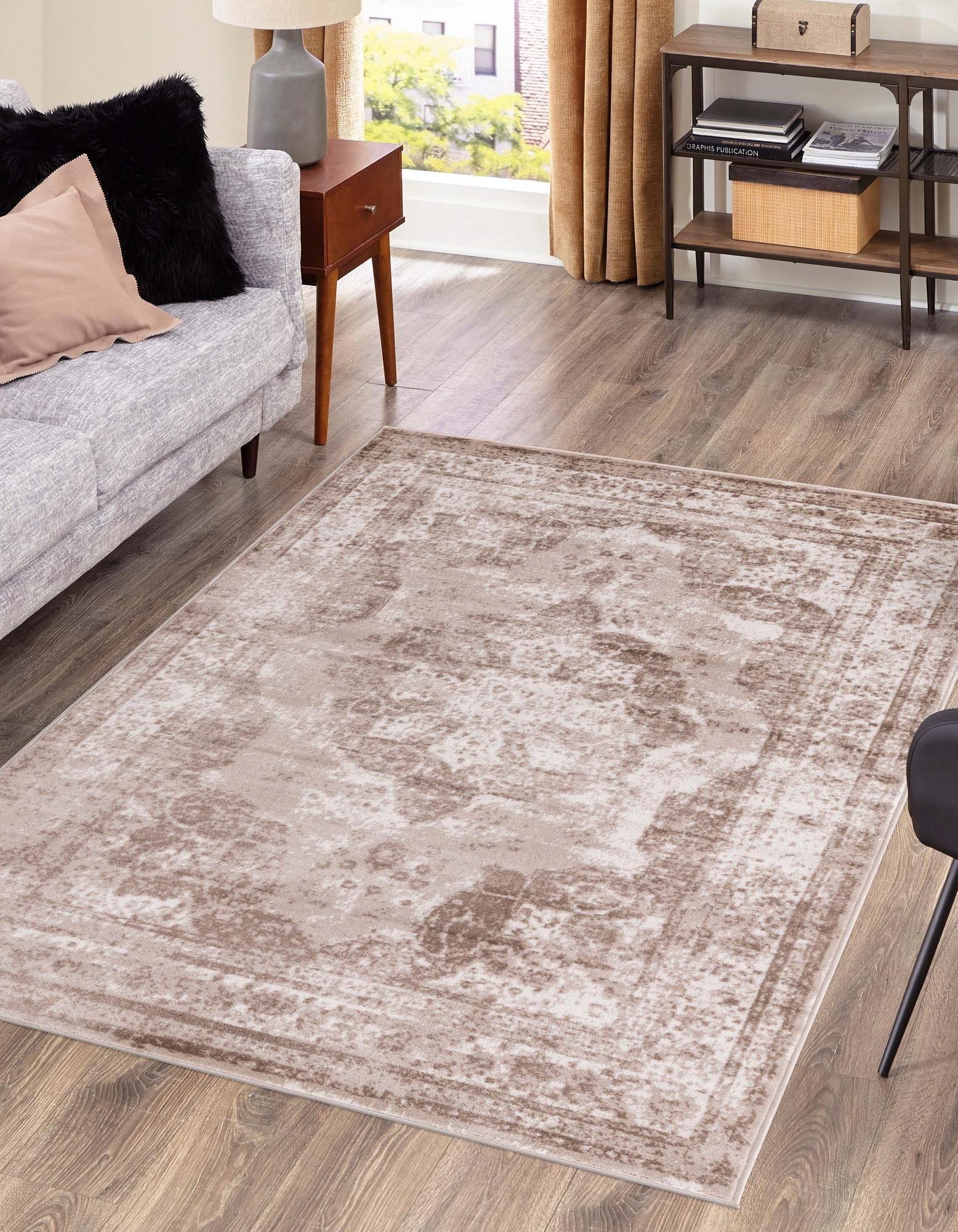 Salle Garnier Beige Rectangular Stain-Resistant Area Rug