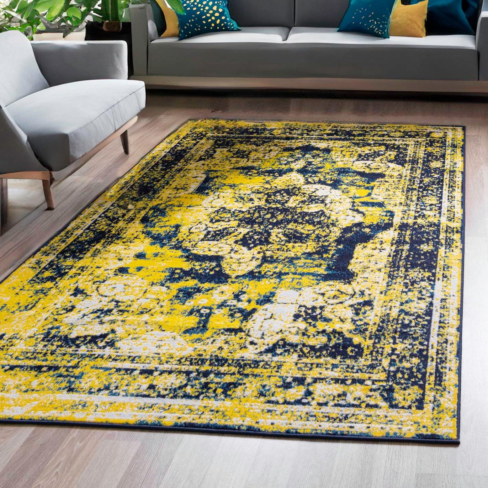 Unique Loom 4' 0 x 6' 0 Sofia Salle Garnier Navy Blue Area Rug