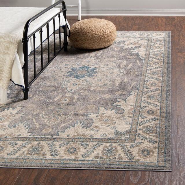 Unique Loom 6' 1 x 9' 0 Gray Salzburg Altstadt Area Rug