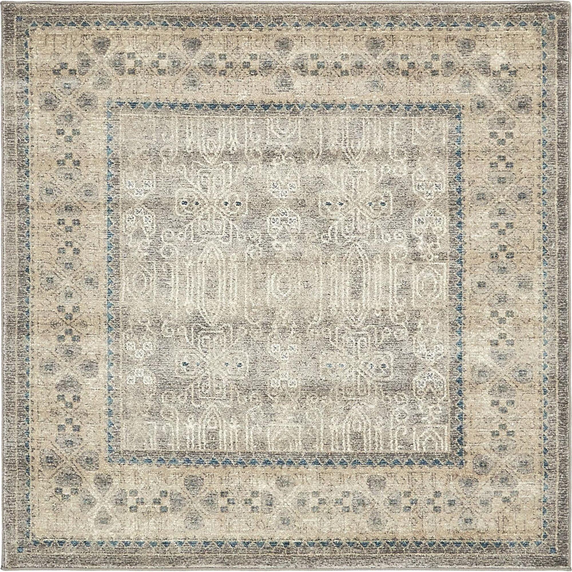 Unique Loom Salzburg Collection Area Rug - Aigen (5' Square Gray/Ivory)