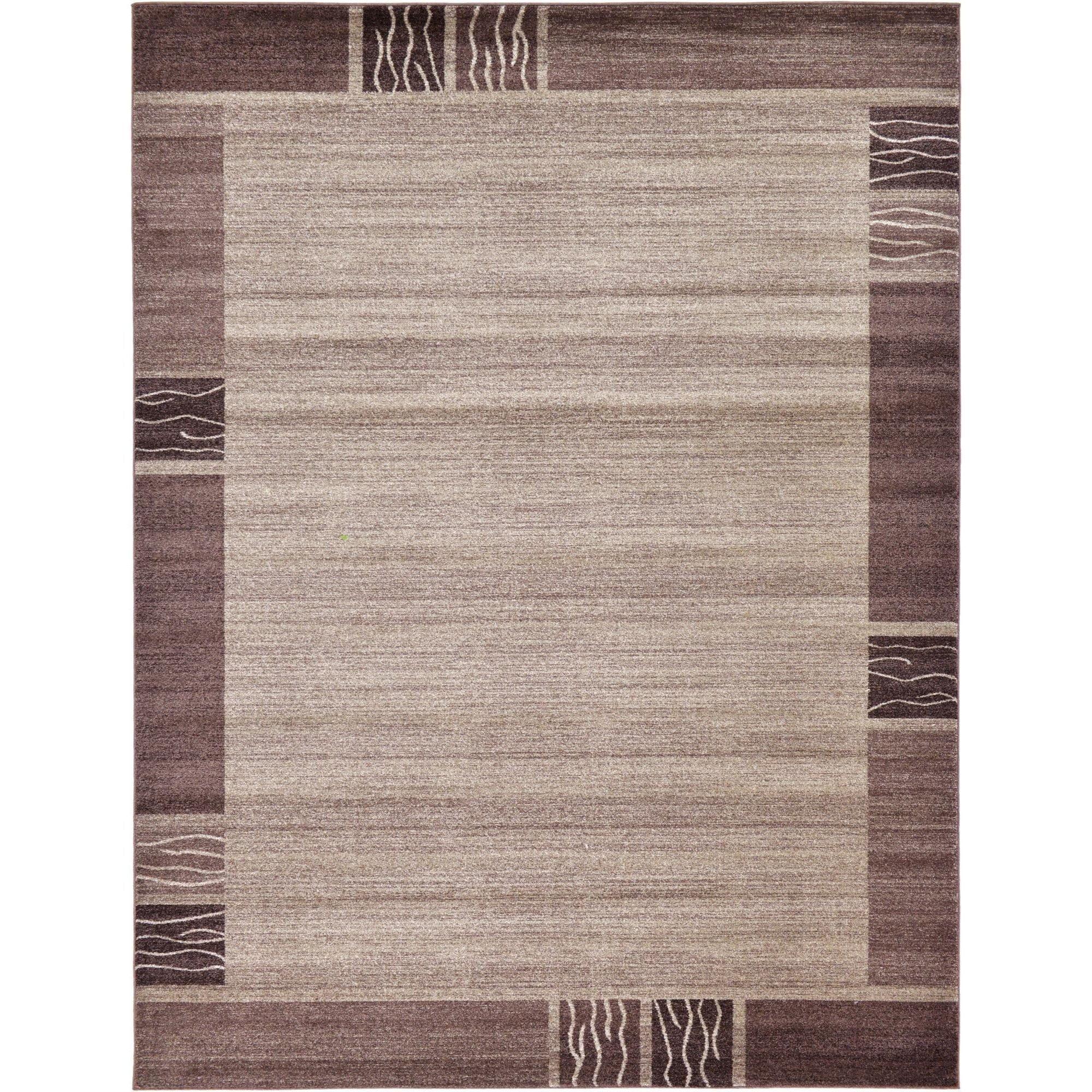 Unique Loom Del Mar Collection Area Rug - Sarah (9' x 12' Rectangle Dark Beige/Brown)