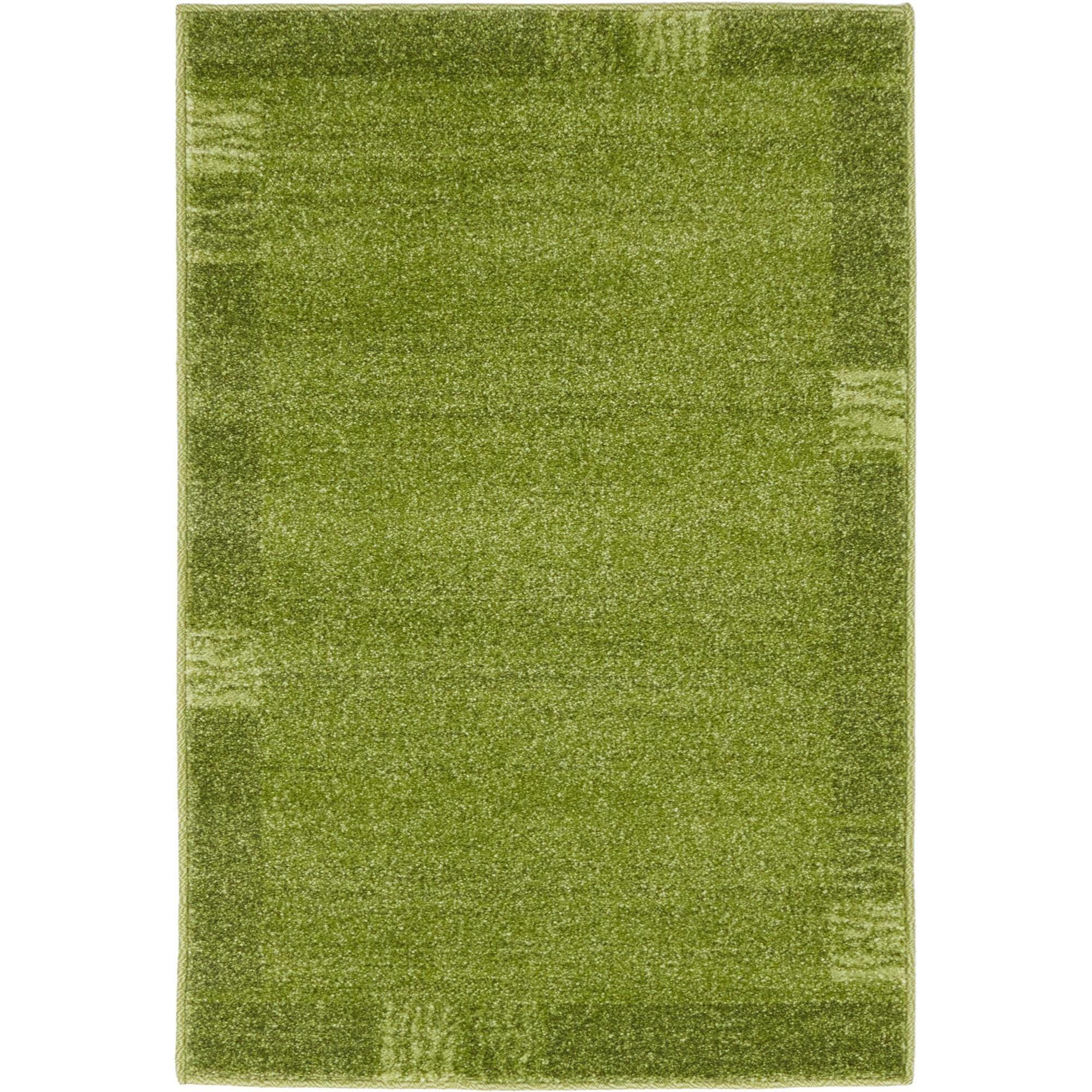 Light Green Tufted Rectangular Stain-Resistant Synthetic Rug