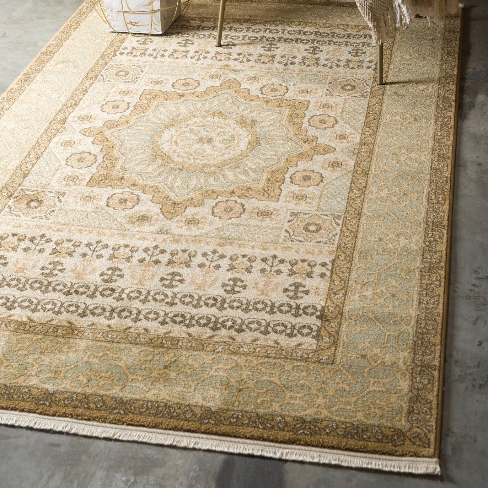 Unique Loom Palace Collection Area Rug - Saray (9' x 12' Rectangle Cream/Light Brown)