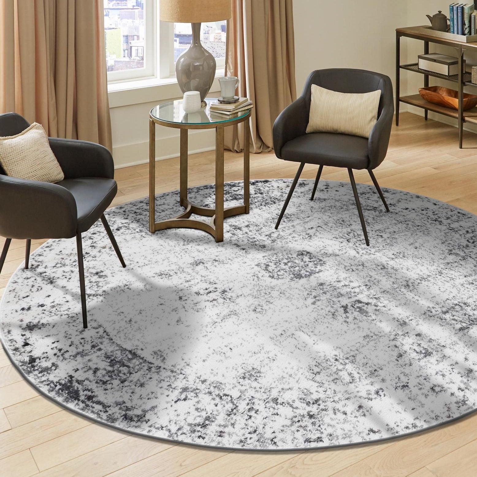Unique Loom Sofia Collection Area Rug - Casino (3' 3" Round Gray/Beige)