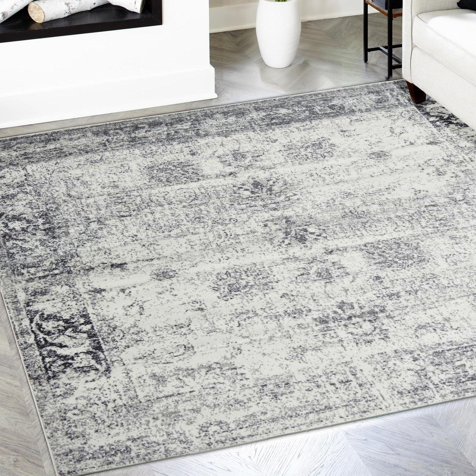 Unique Loom Sofia Collection Area Rug - Casino (5' 3" Square Gray/Beige)