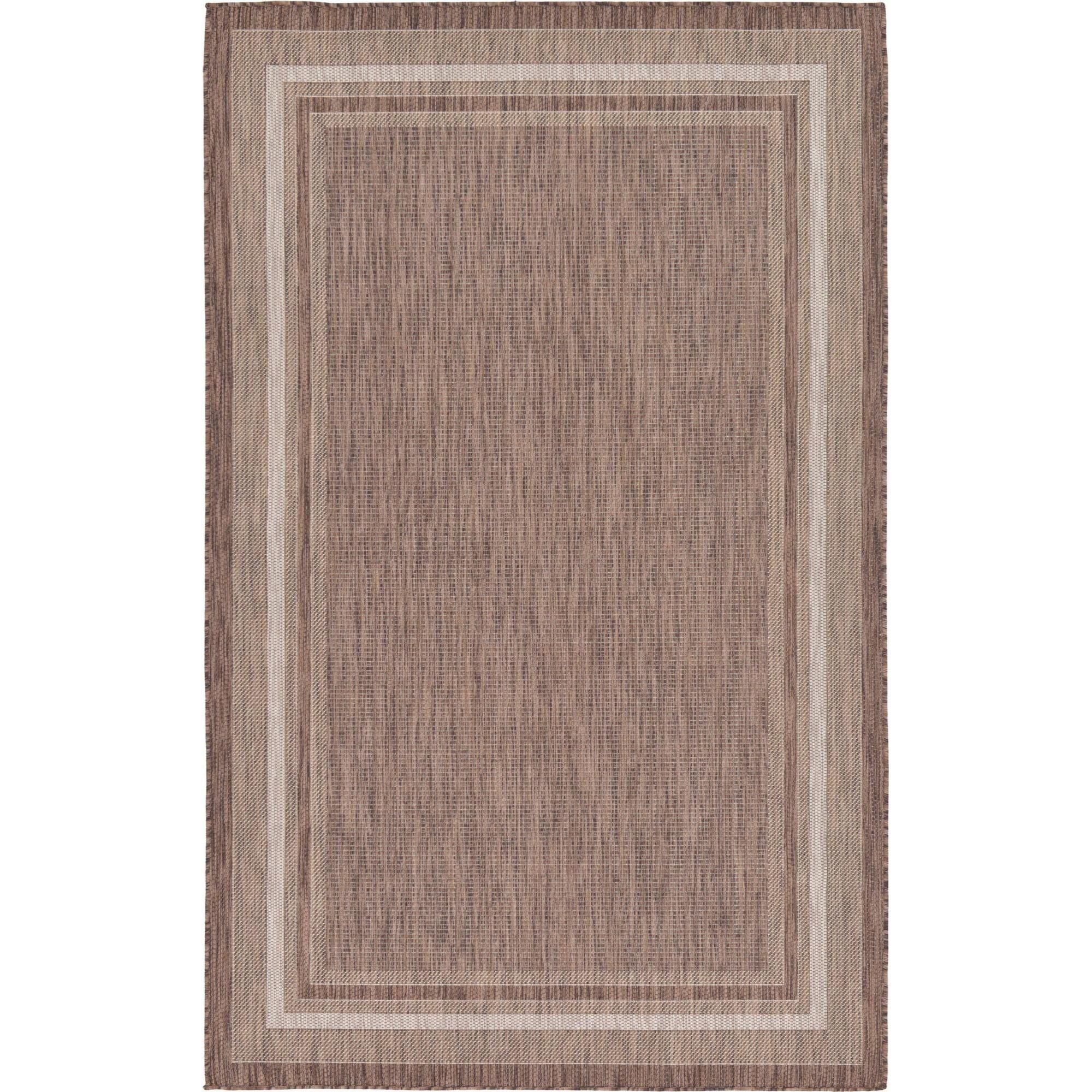 Unique Loom 5' 3 x 8' 0 Rectangle Indoor/Outdoor Border Brown Area Rug