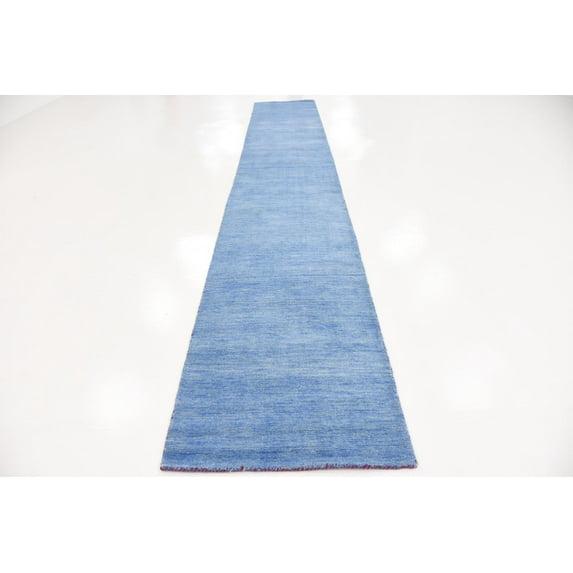 Unique Loom Solid Gava Collection Area Rug - Solid Gava (2' 7" x 16' 5" Runner Light Blue)