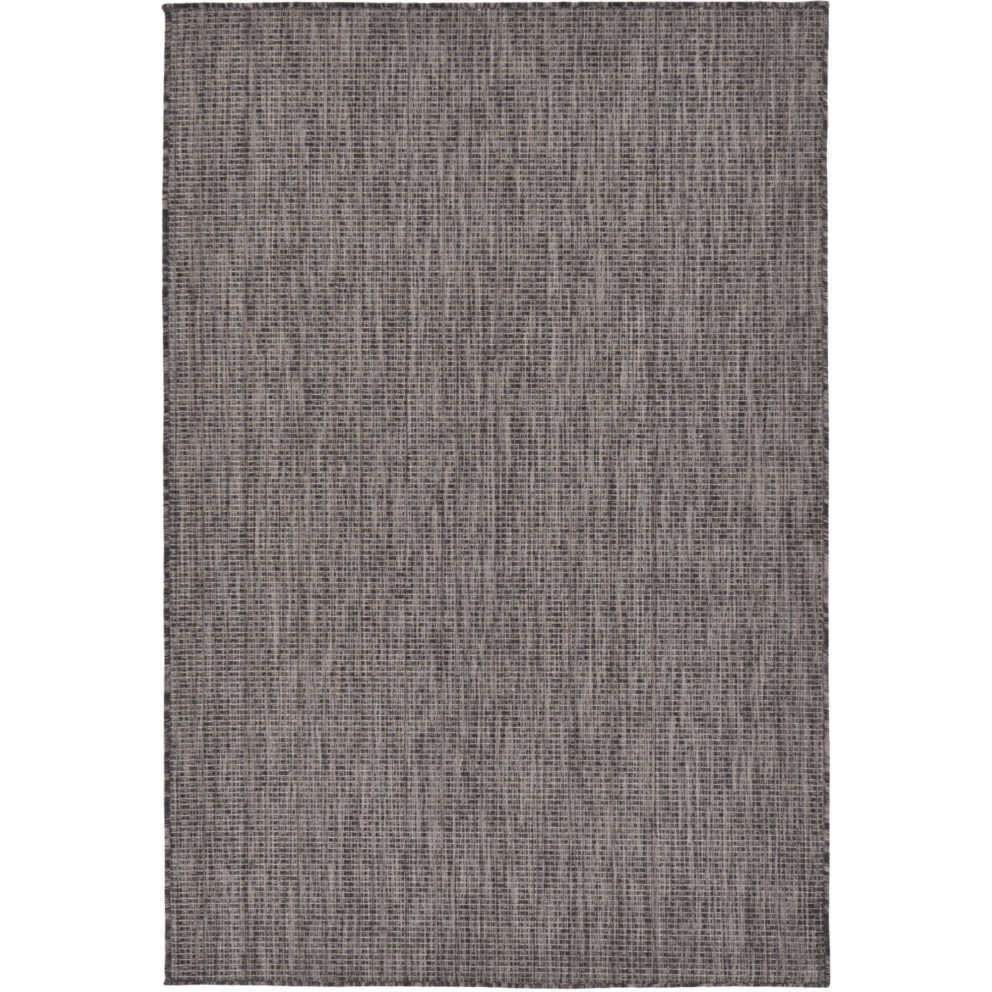 4' x 6' Black Synthetic Outdoor Area Rug: Flat Woven, Washable, Reversible