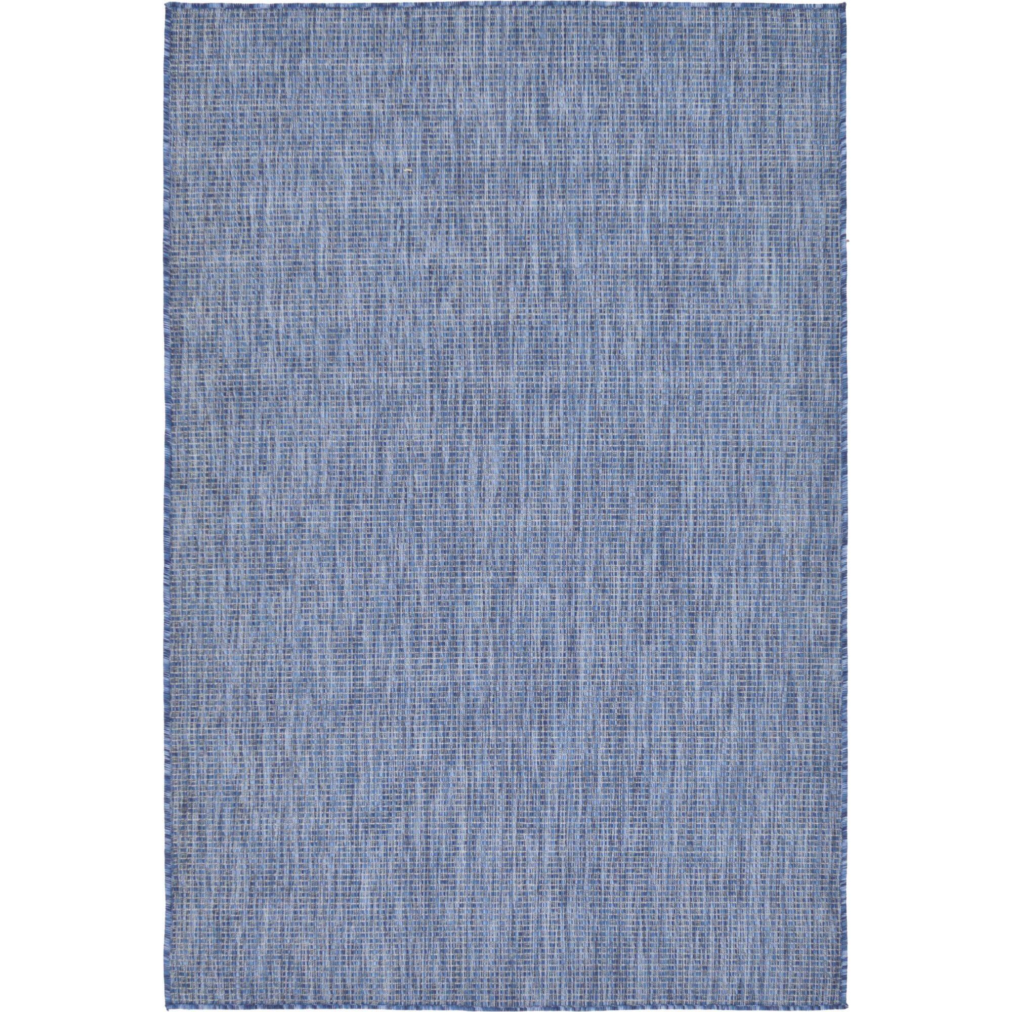 Navy Blue Synthetic 4' x 6' Outdoor Flat Woven Rug