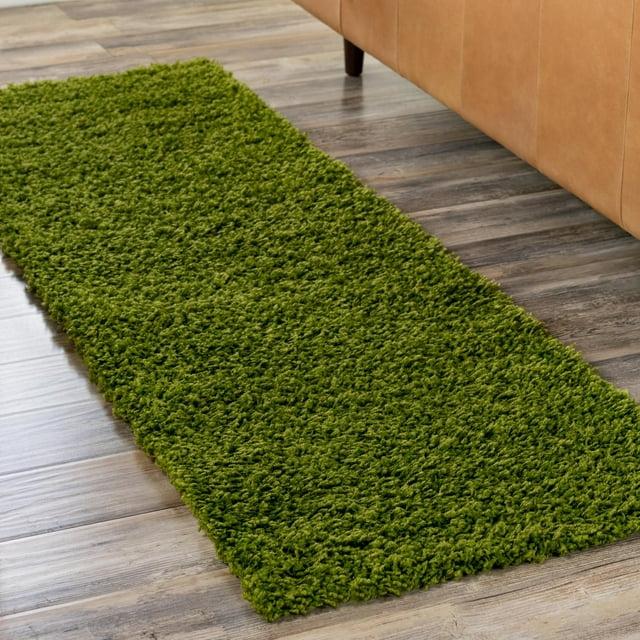 Unique Loom 2' 7 x 10' 0 Solid Shag Grass Green Area Rug