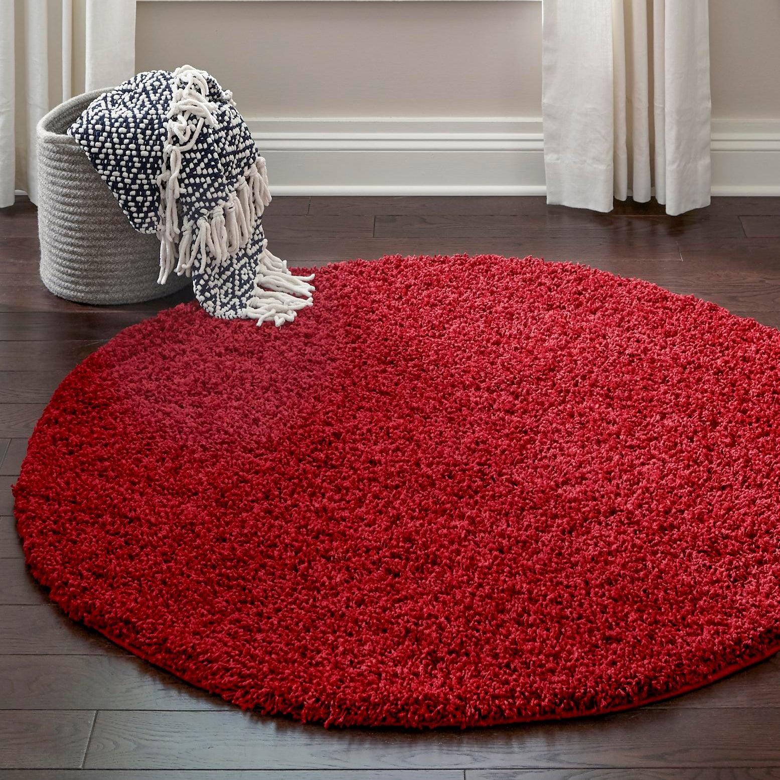 Unique Loom 3' 3 x 3' 3 Solid Shag Cherry Red Area Rug