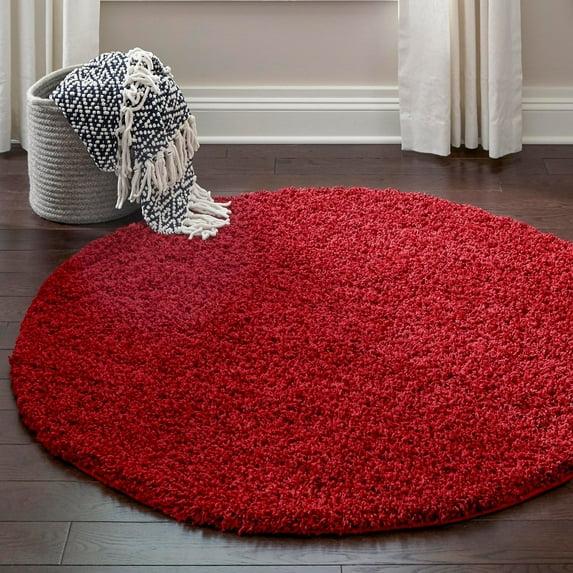 Unique Loom 3' 3 x 3' 3 Solid Shag Cherry Red Area Rug