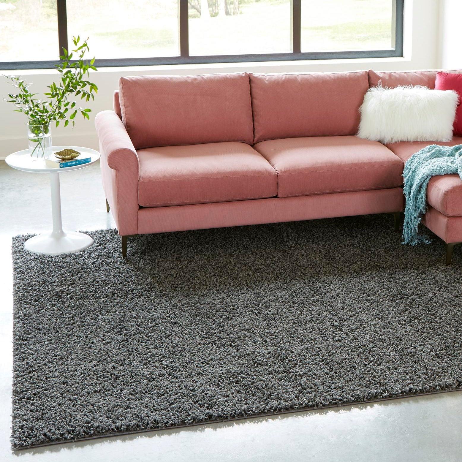 Unique Loom 3' 3 x 3' 3 Solid Shag Graphite Gray Area Rug