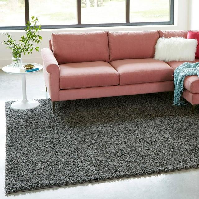 Unique Loom 3' 3 x 3' 3 Solid Shag Graphite Gray Area Rug