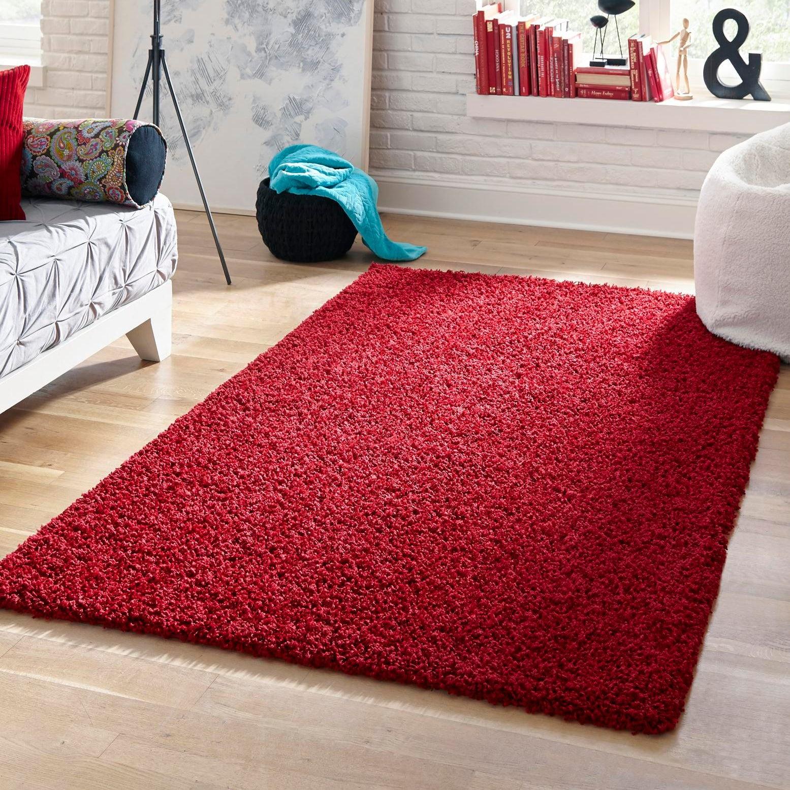 Unique Loom 4' 1 x 6' 1 Solid Shag Cherry Red Area Rug
