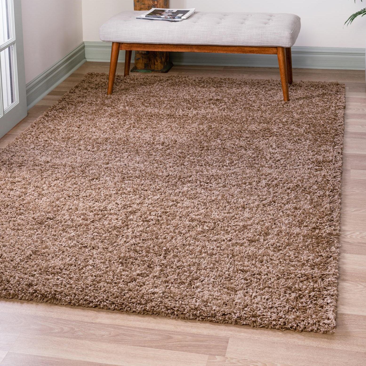 Unique Loom 4' 0 x 6' 0 Solid Shag Sandy Brown Area Rug