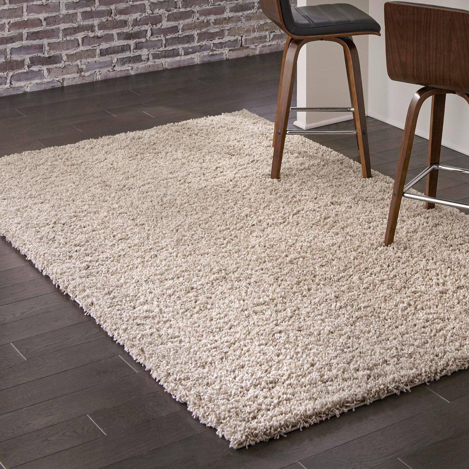 Unique Loom 4' 1 x 6' 1 Solid Shag Taupe Area Rug