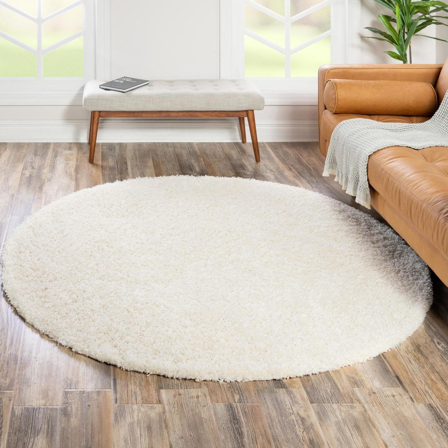 Unique Loom 6' 1 x 6' 1 Solid Shag Snow White Area Rug
