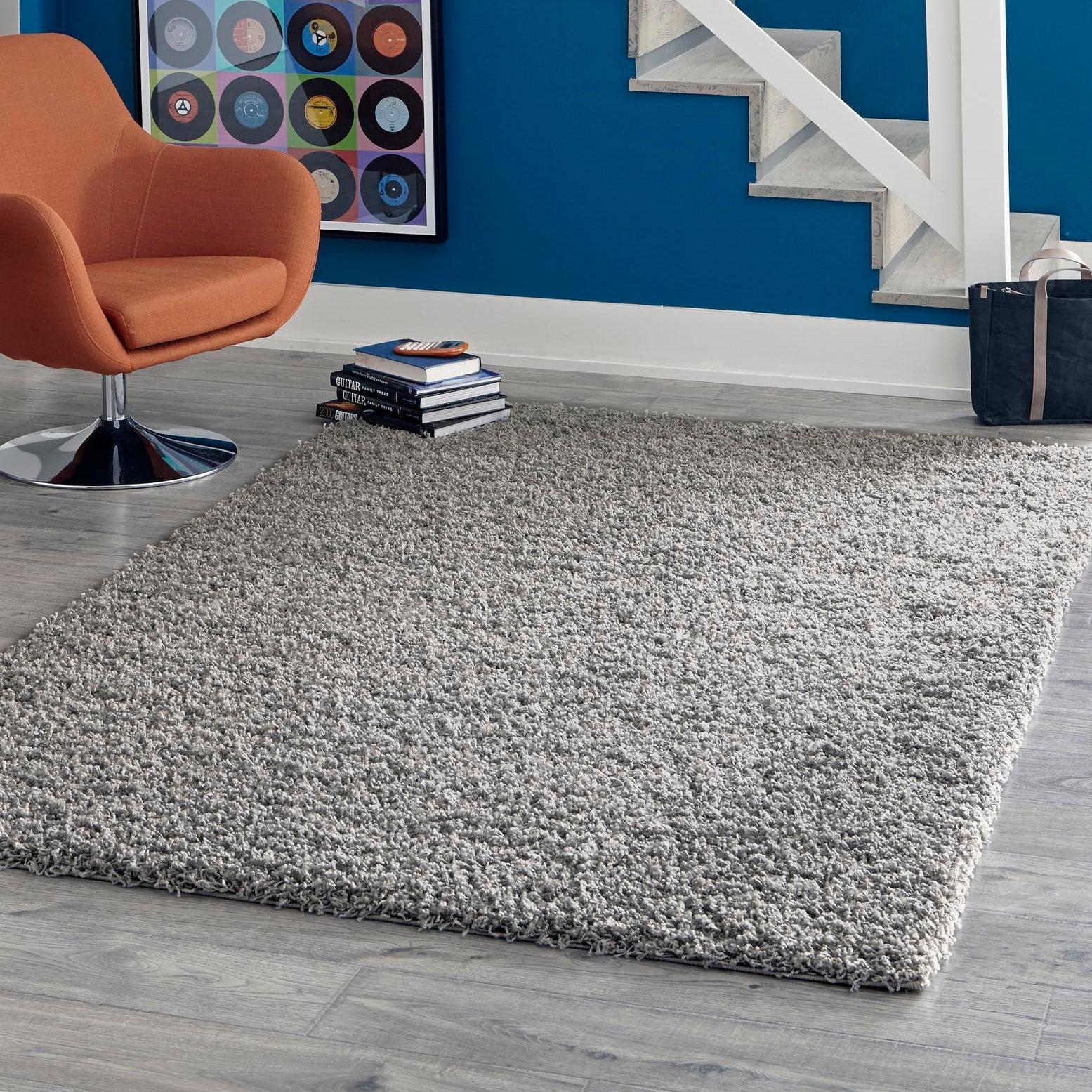 Unique Loom Solid Shag Collection Area Rug (7' 1" x 10' Rectangle Cloud Gray)