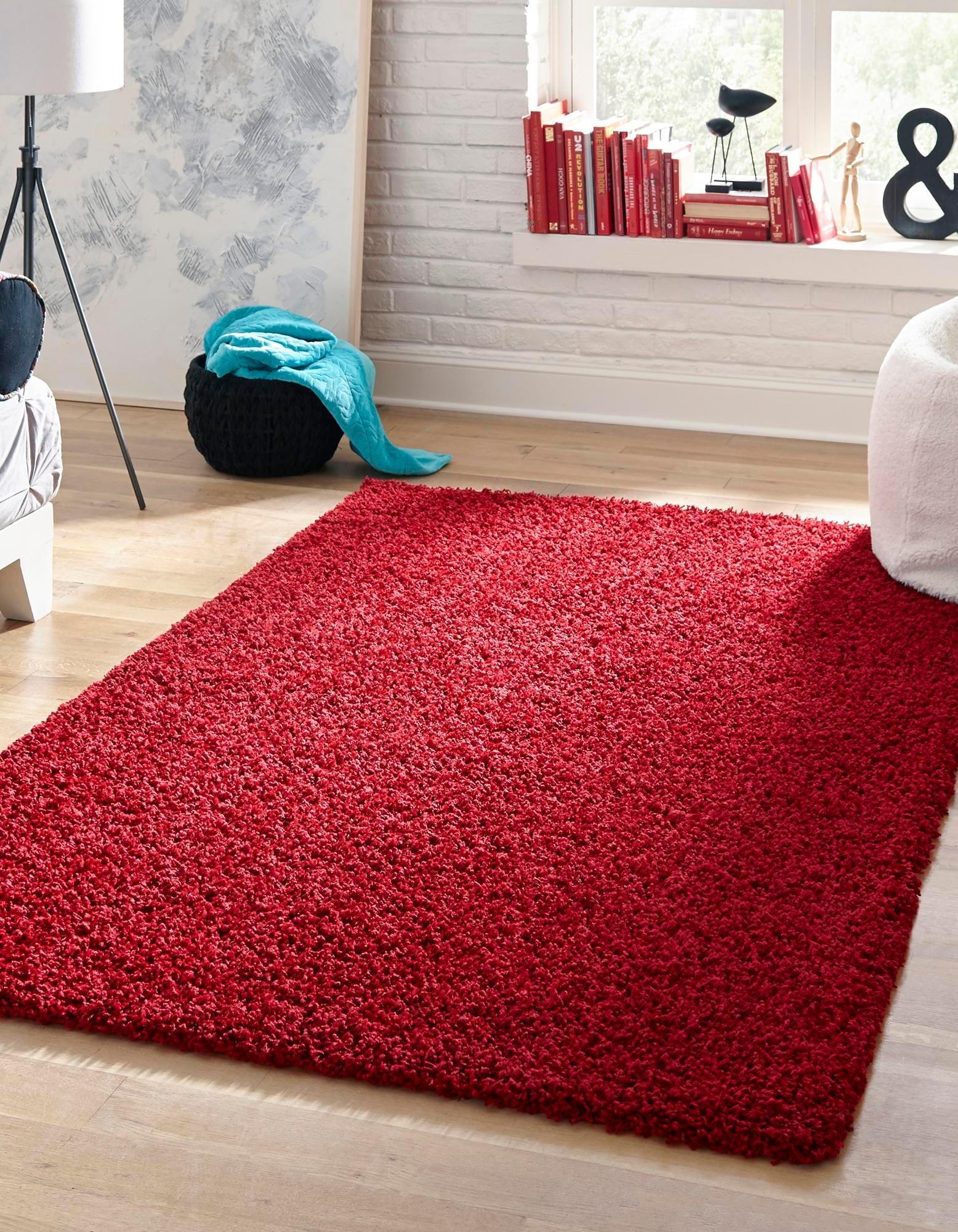 Cherry Red Luxe Shag 10'x13' Reversible Area Rug