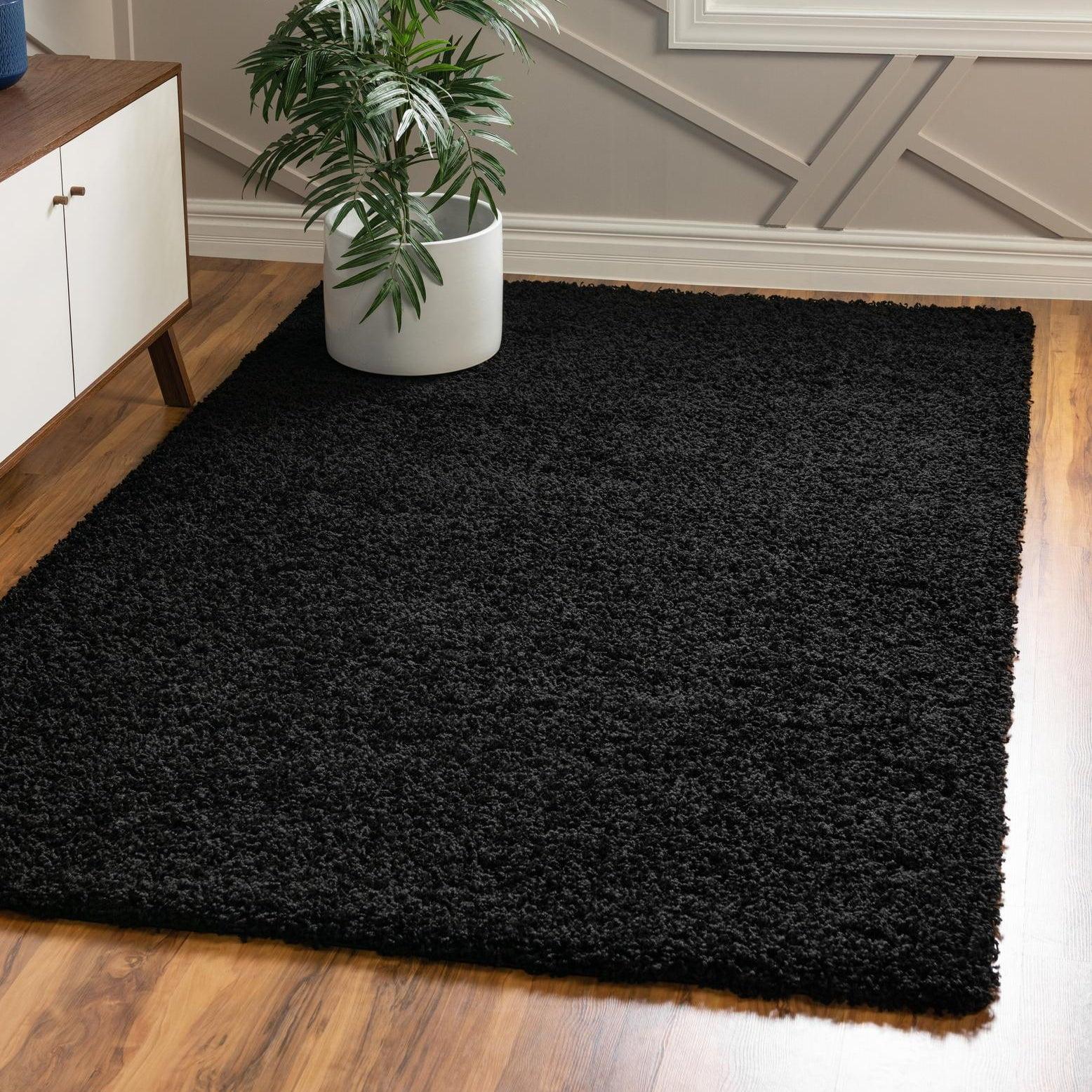 Unique Loom 8' 0 x 10' 0 Solid Shag Jet Black Area Rug