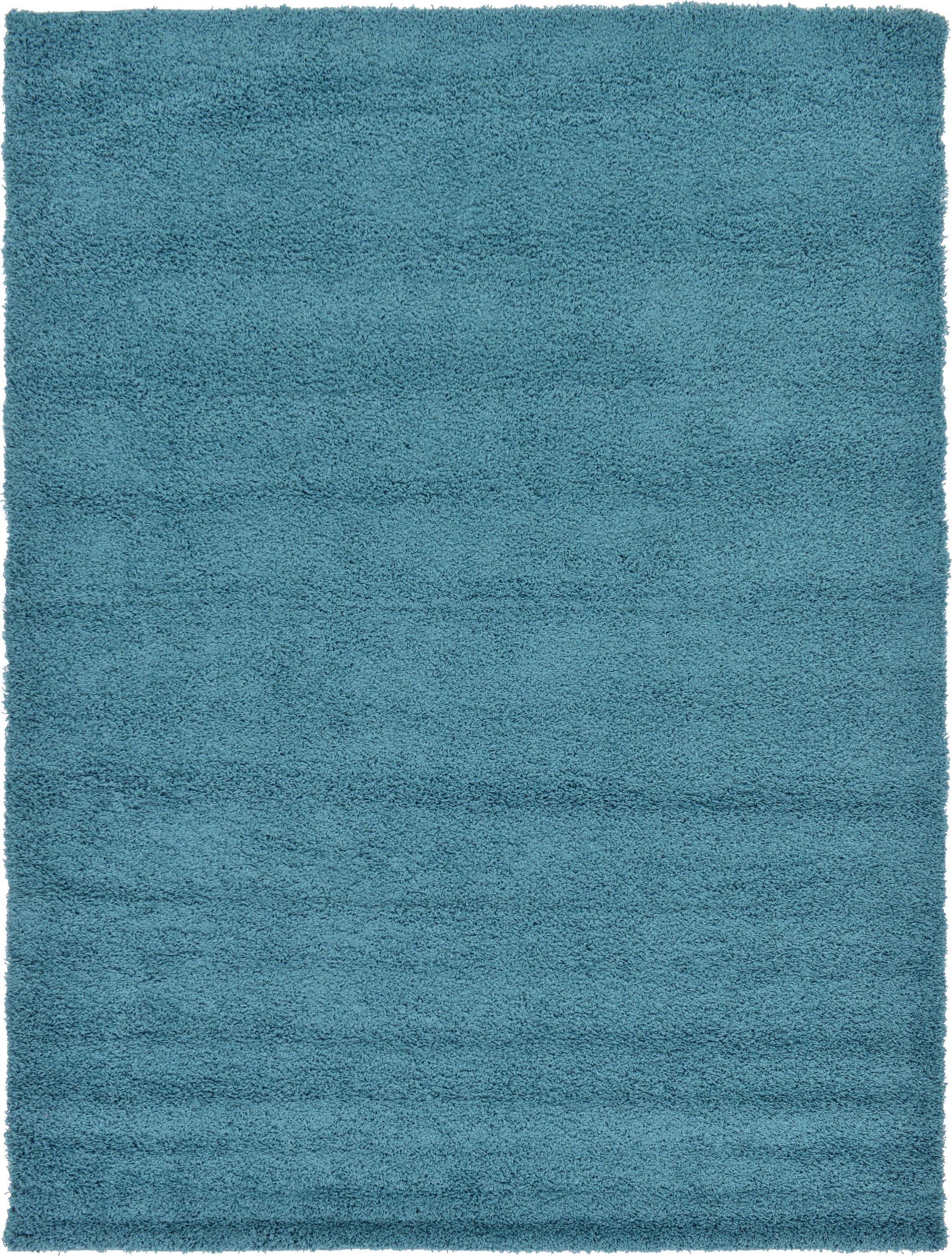 Reversible Blue Synthetic Shag Rug 4' x 6'