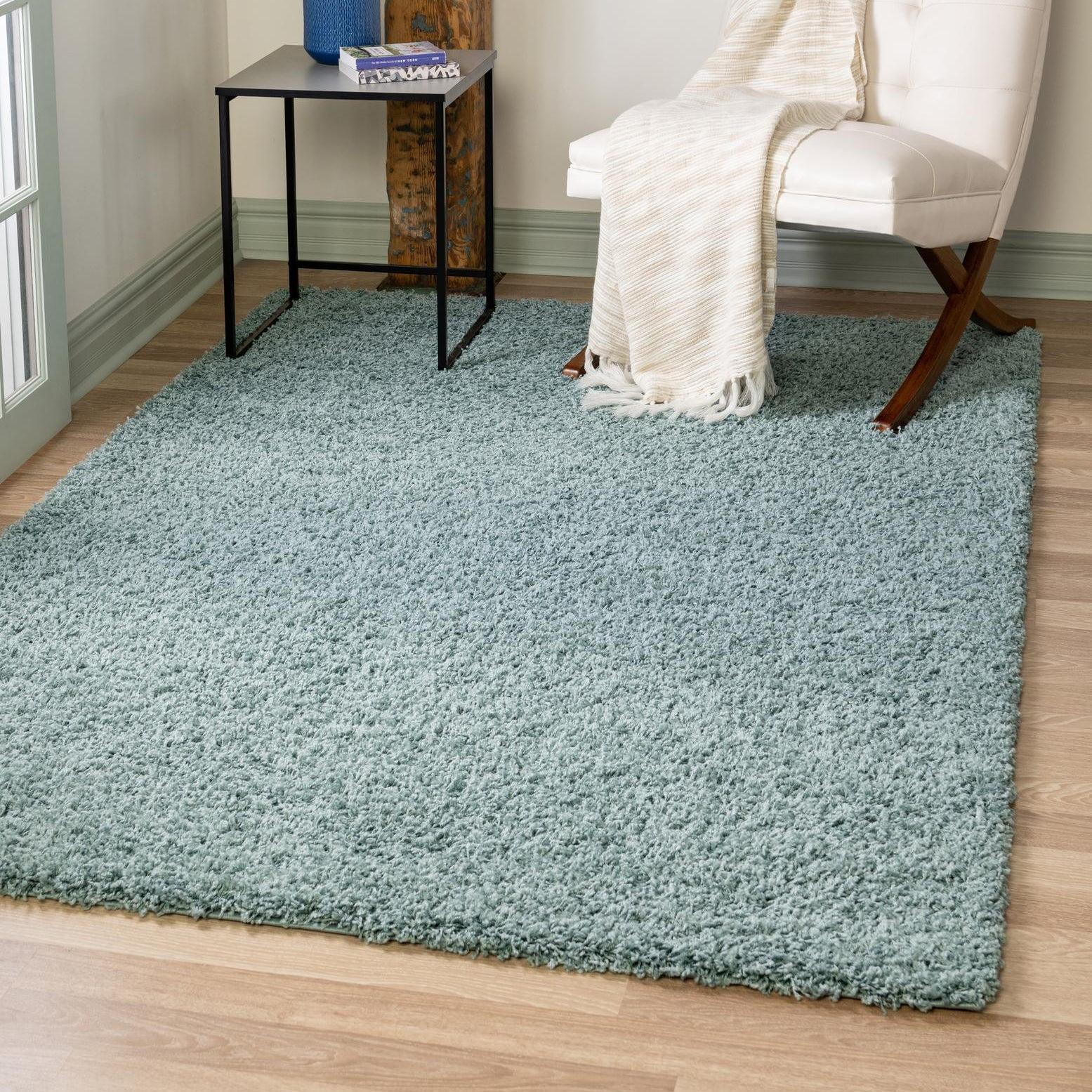 Unique Loom 8' 0 x 11' 0 Rectangle Solid Shag Light Slate Blue Area Rug