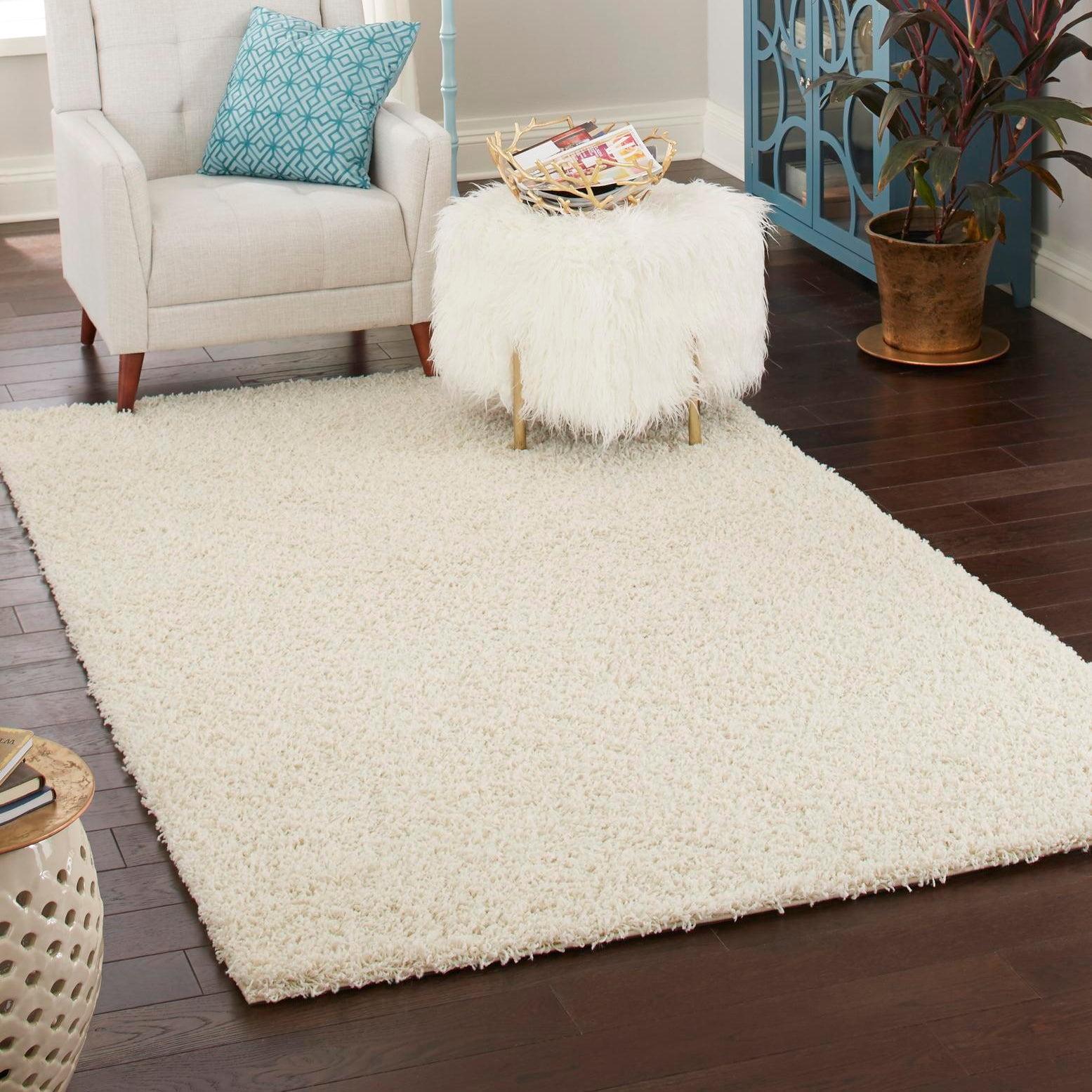 Unique Loom 3' 3 x 5' 3 Solid Shag Pure Ivory Area Rug