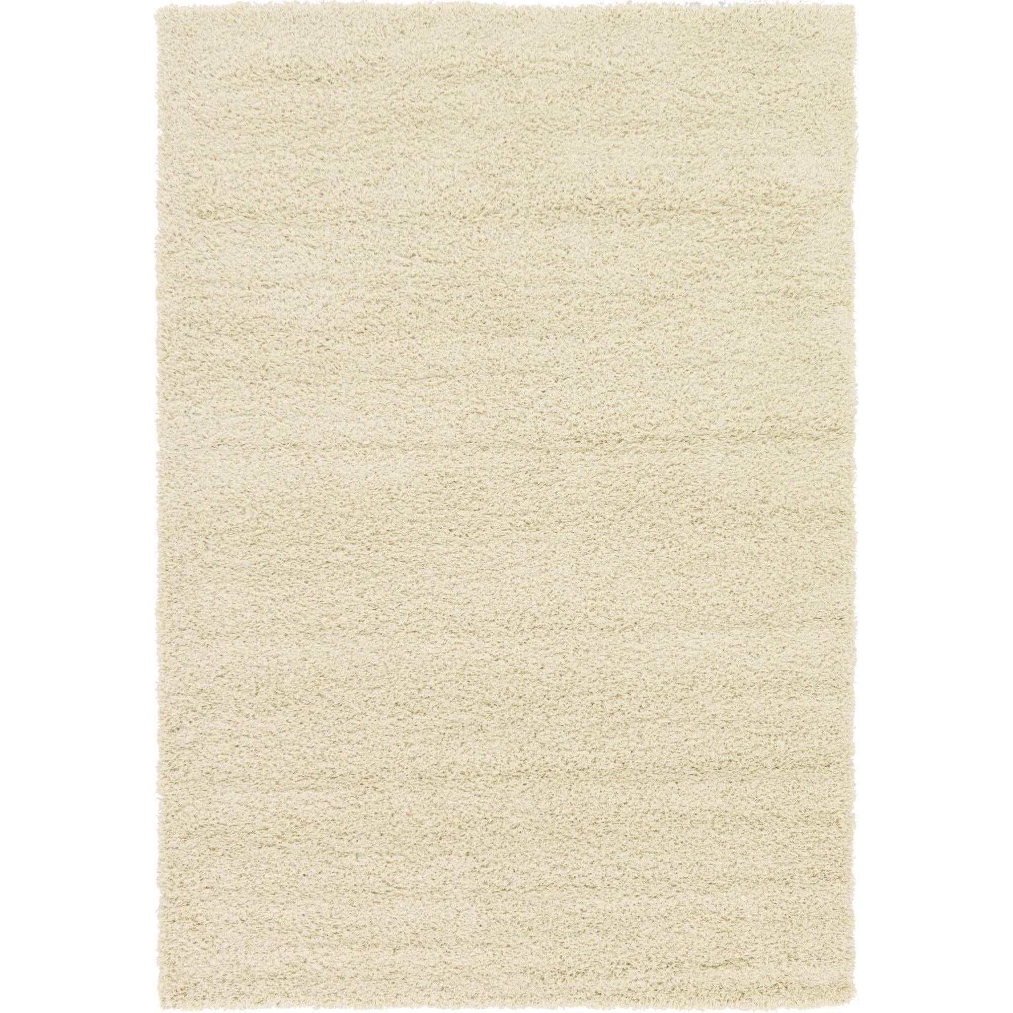 Luxe Soft Ivory Shag Rug 6' x 9' Reversible Rectangular Easy-Care