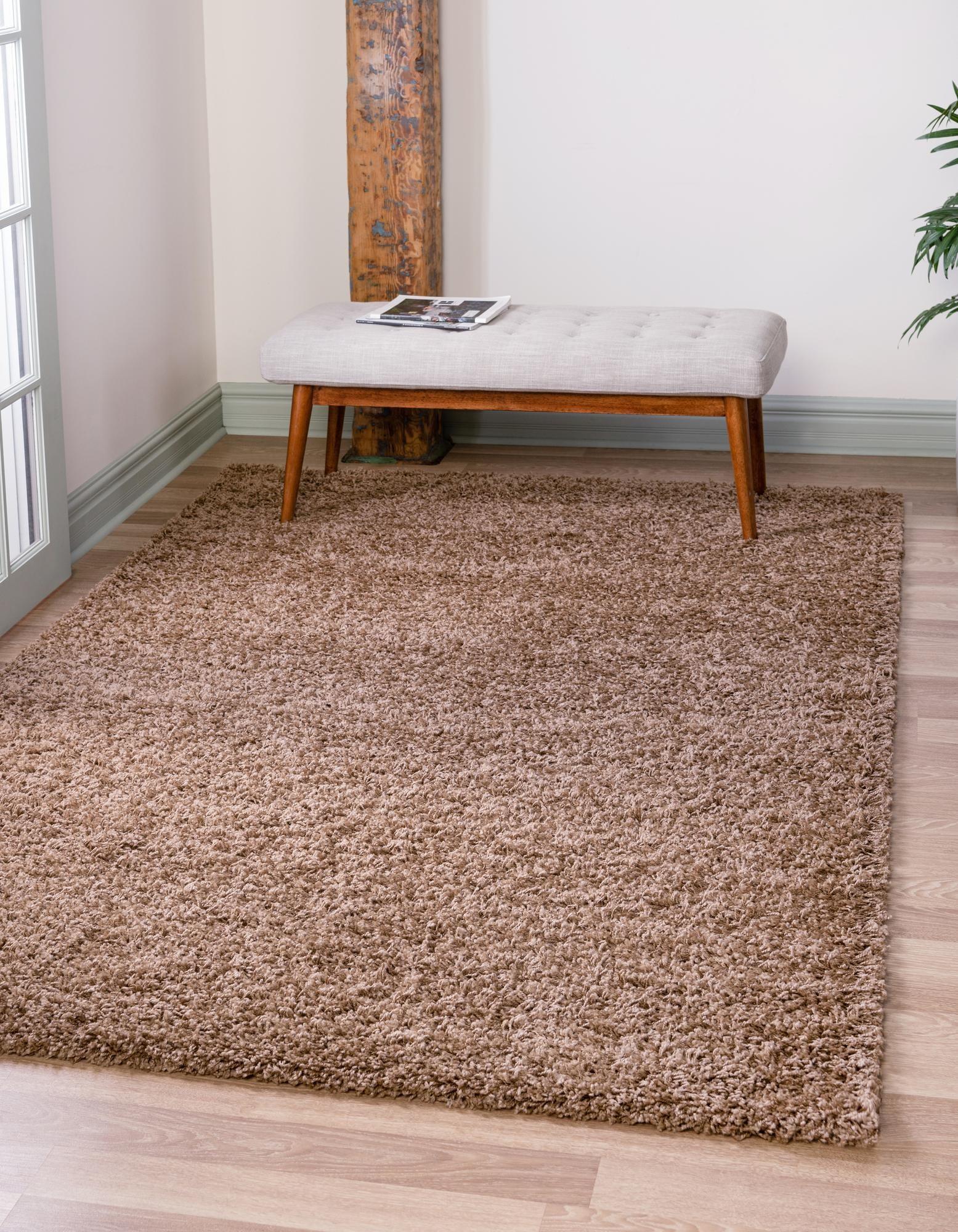 Sandy Brown 8' x 10' Reversible Shag Area Rug