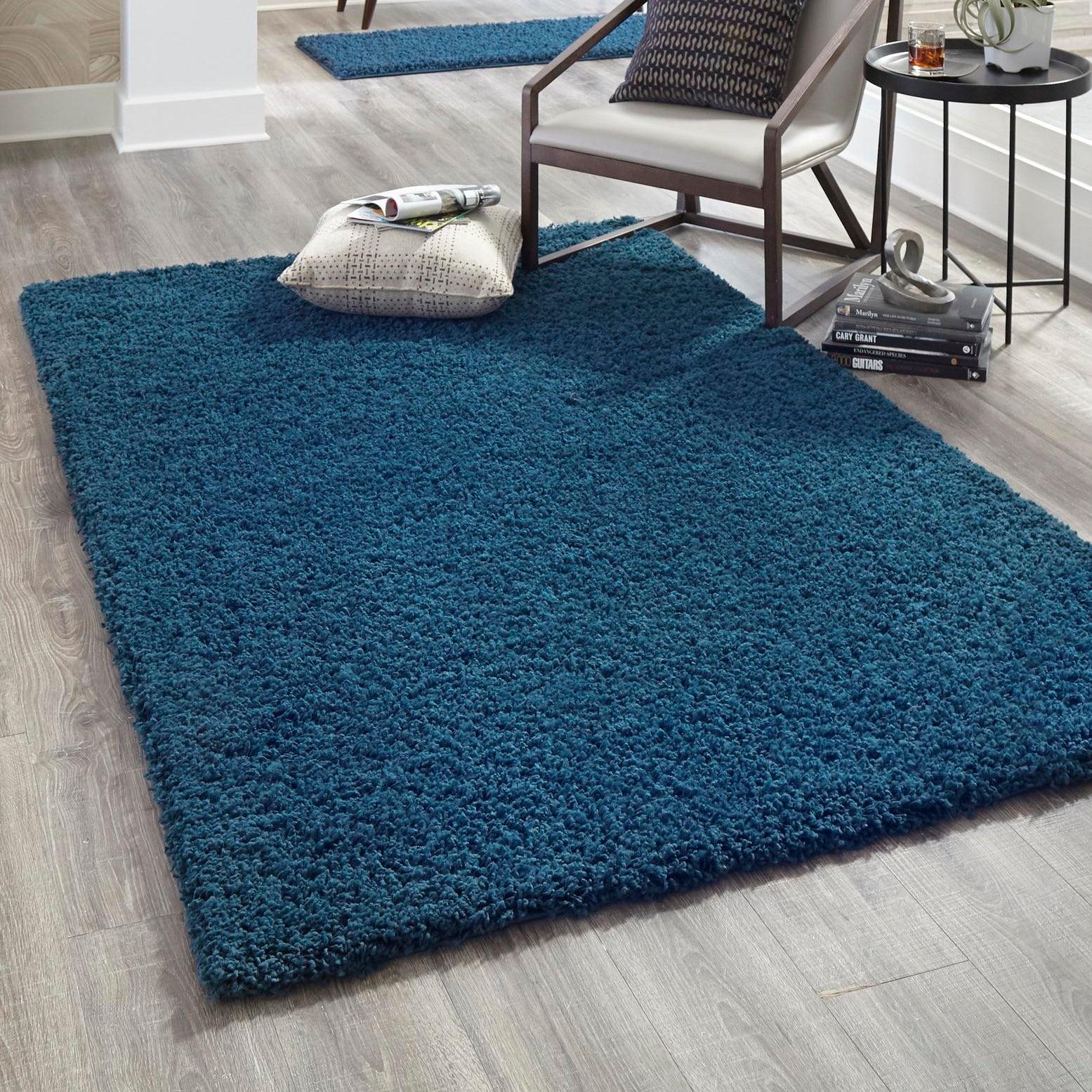 Unique Loom 5' 1 x 8' 0 Solid Shag Sapphire Blue Area Rug