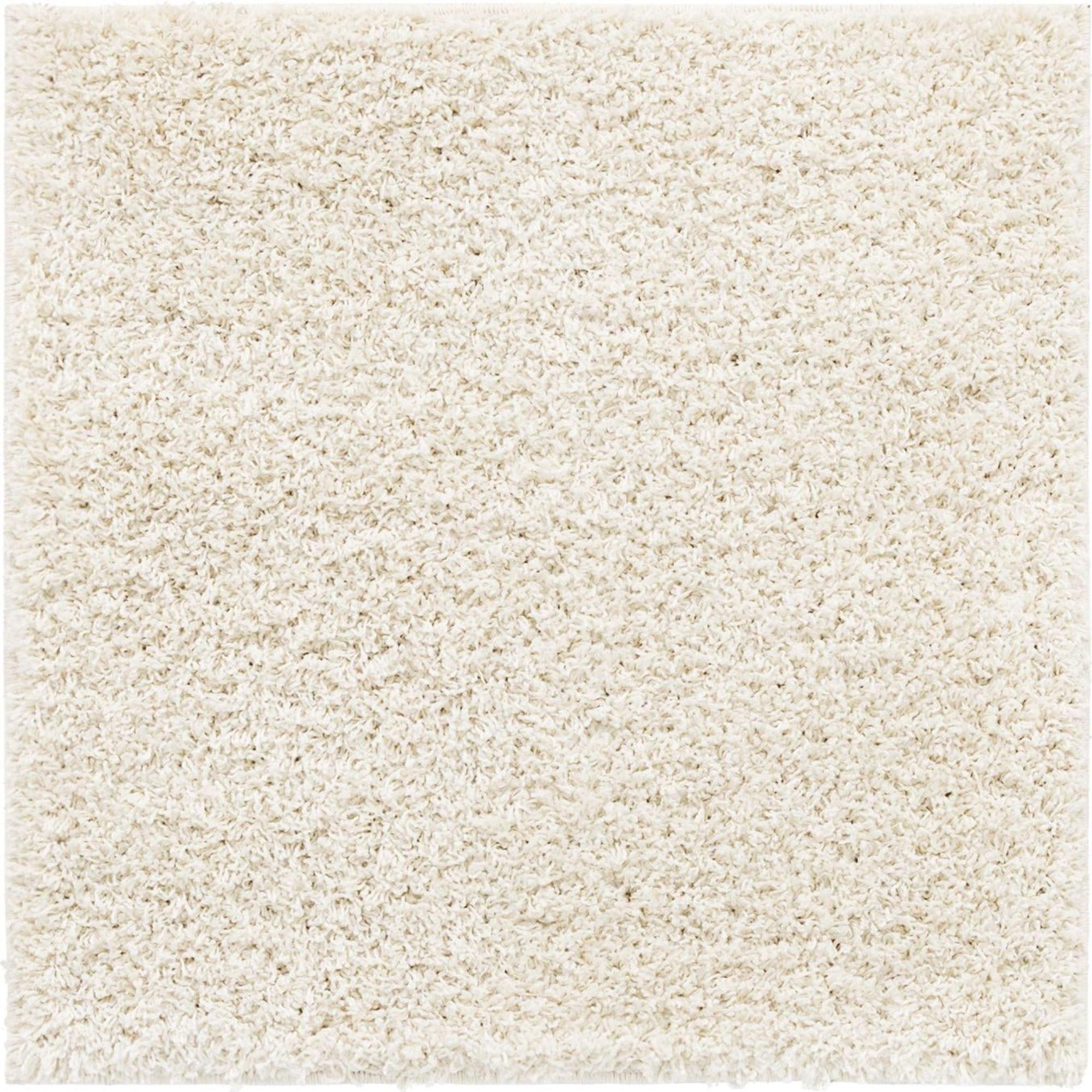 Snow White 3'3" Square Shag Rug for Easy Care and Kids' Spaces